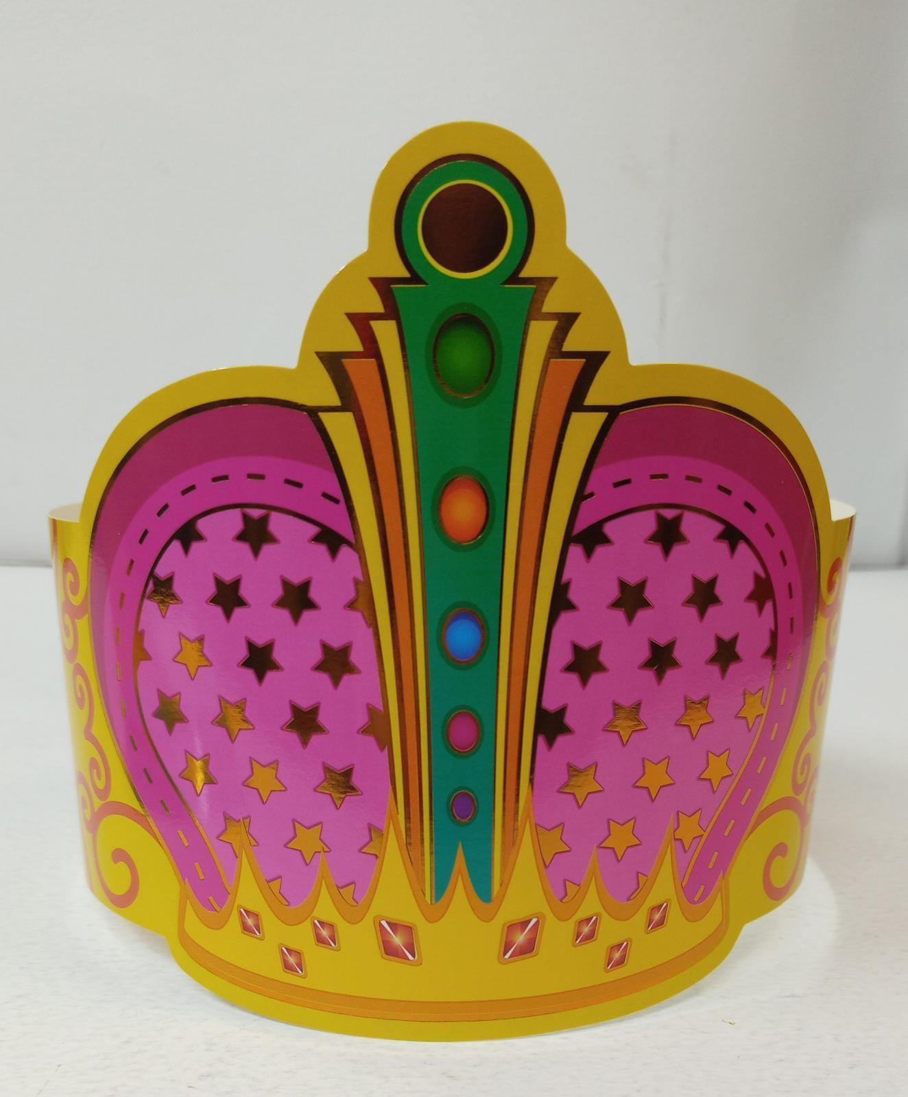 Vibrant Glitter Cardboard Crown for Kids Birthday Parties & Dress-Up Play - Perfect for Princess, Prince, and Royal Theme Costumes