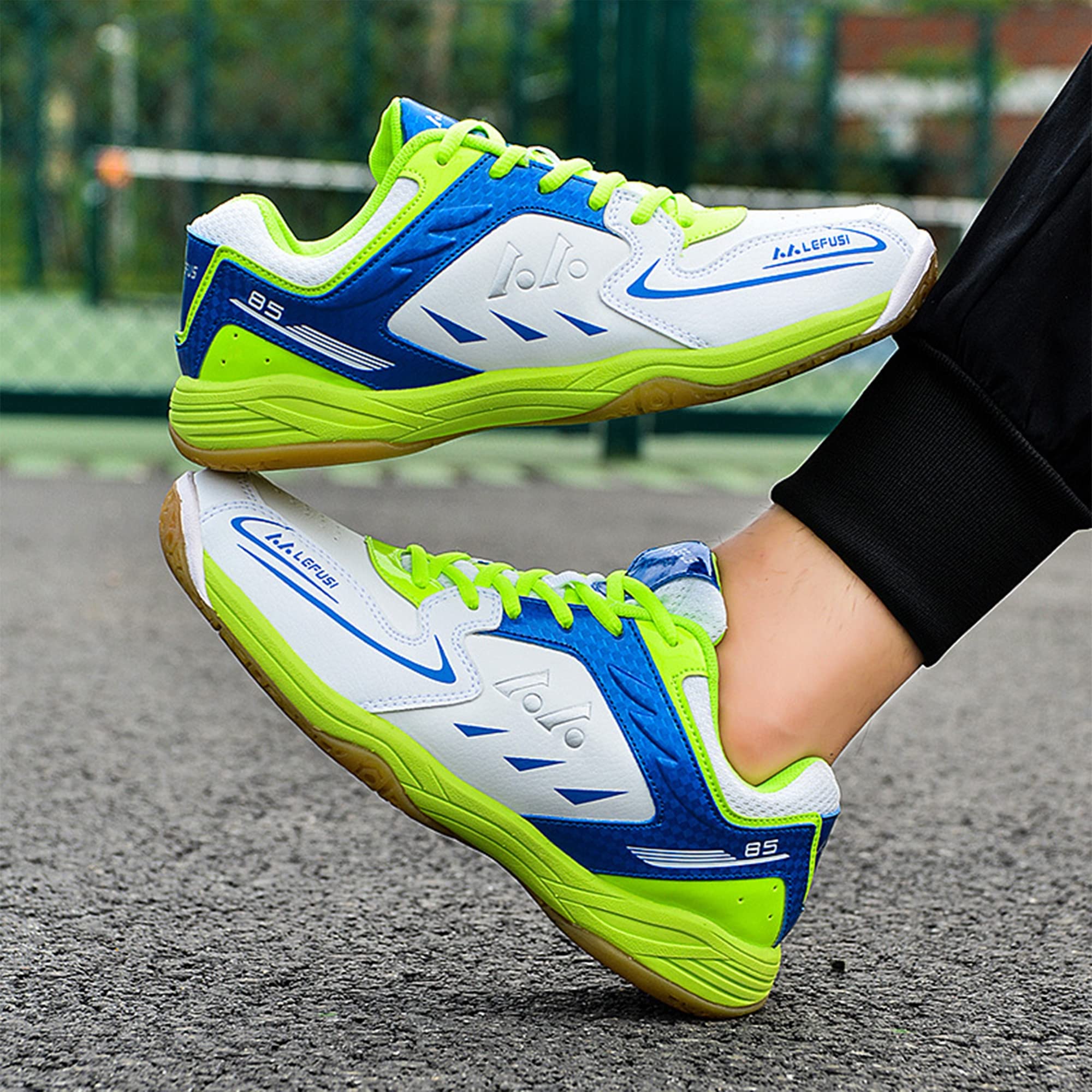 Men's Professional Badminton & Table Tennis Shoes - Lightweight Indoor Sports Shoes for Men, Green, Size 8.5 | Perfect for Court Sports & Gym Training
