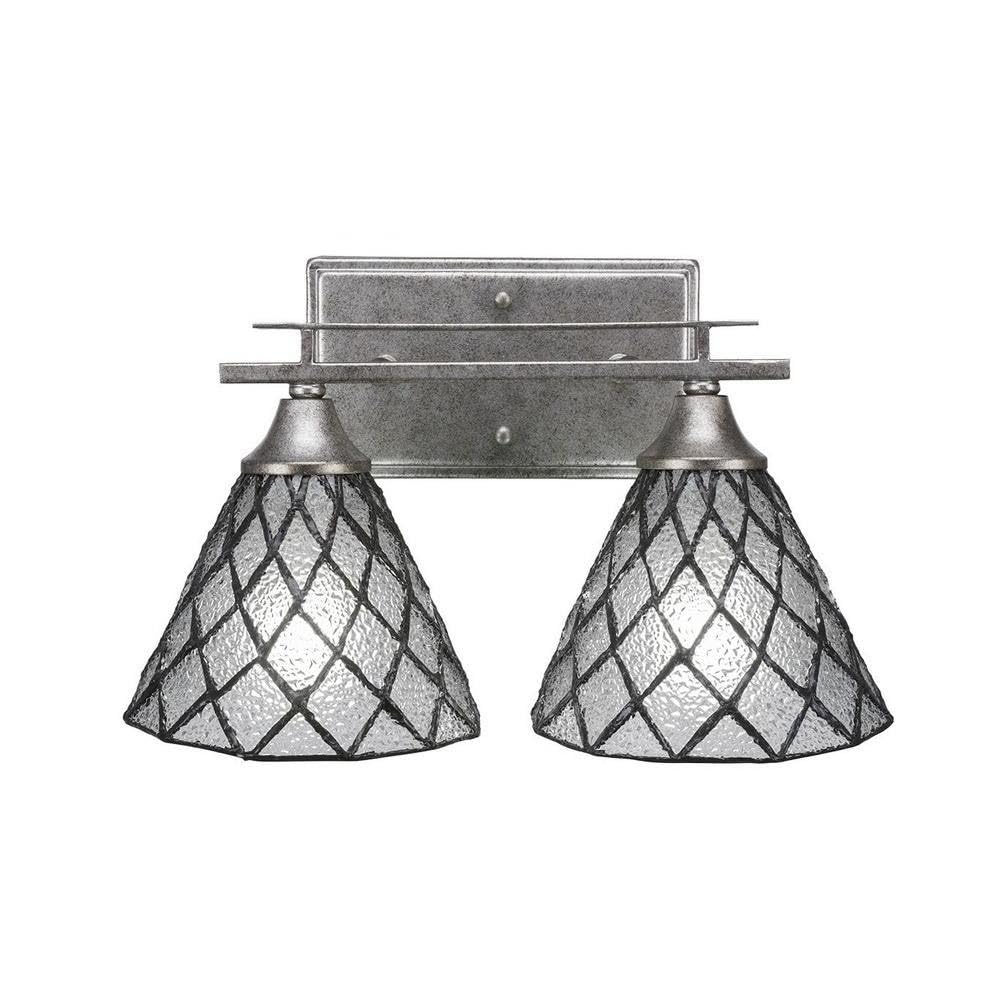 Uptowne 2-Light Bathroom Vanity Light Fixture in Aged Silver Finish (132-AS-9185) - Perfect for Modern Bathroom, Powder Room, and Spa Decor