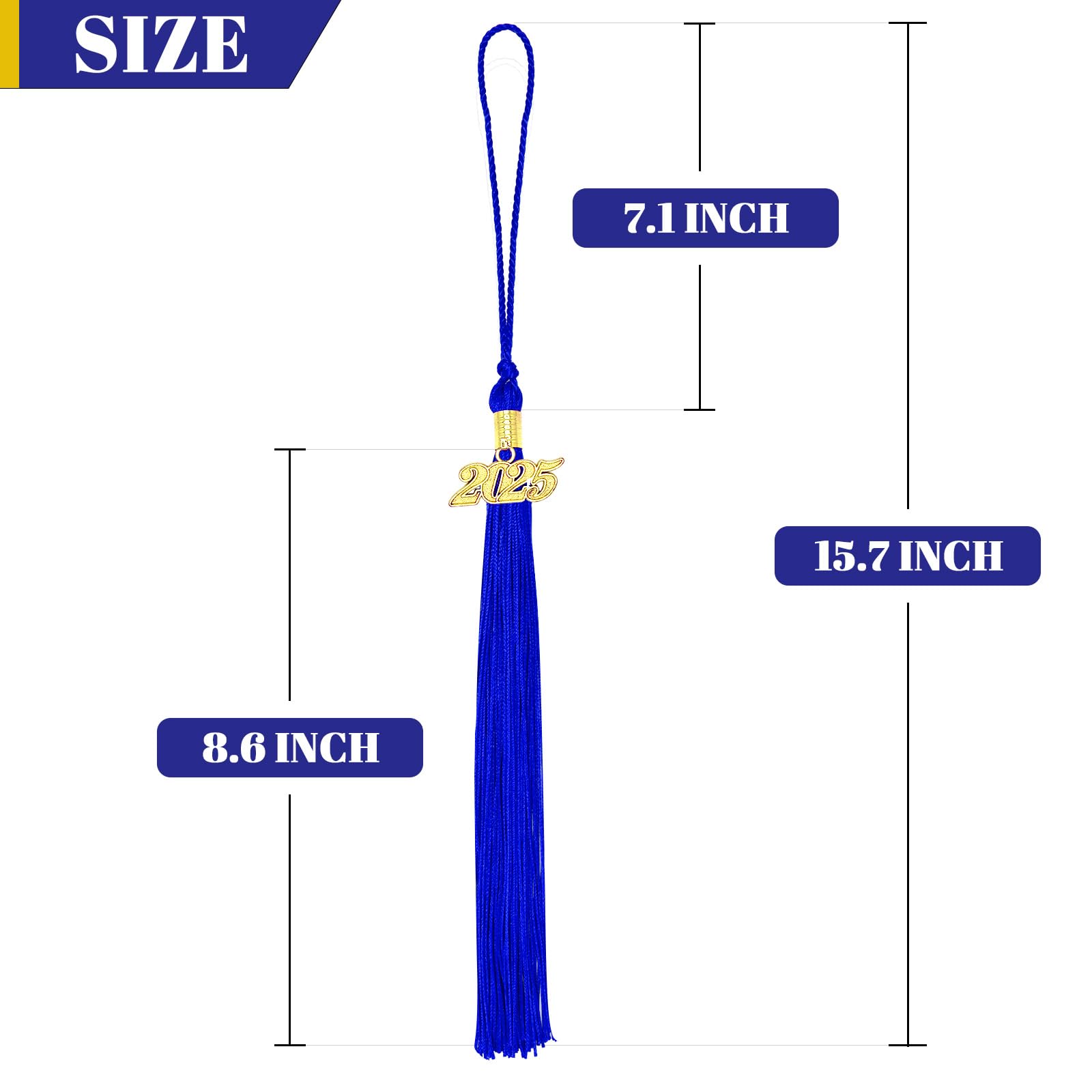 2025 Graduation Tassel with Gold Charm - Blue Academic Tassel for High School & College Graduation Ceremony - Perfect for Commencement, Yearbook Photos & Graduation Party Decorations
