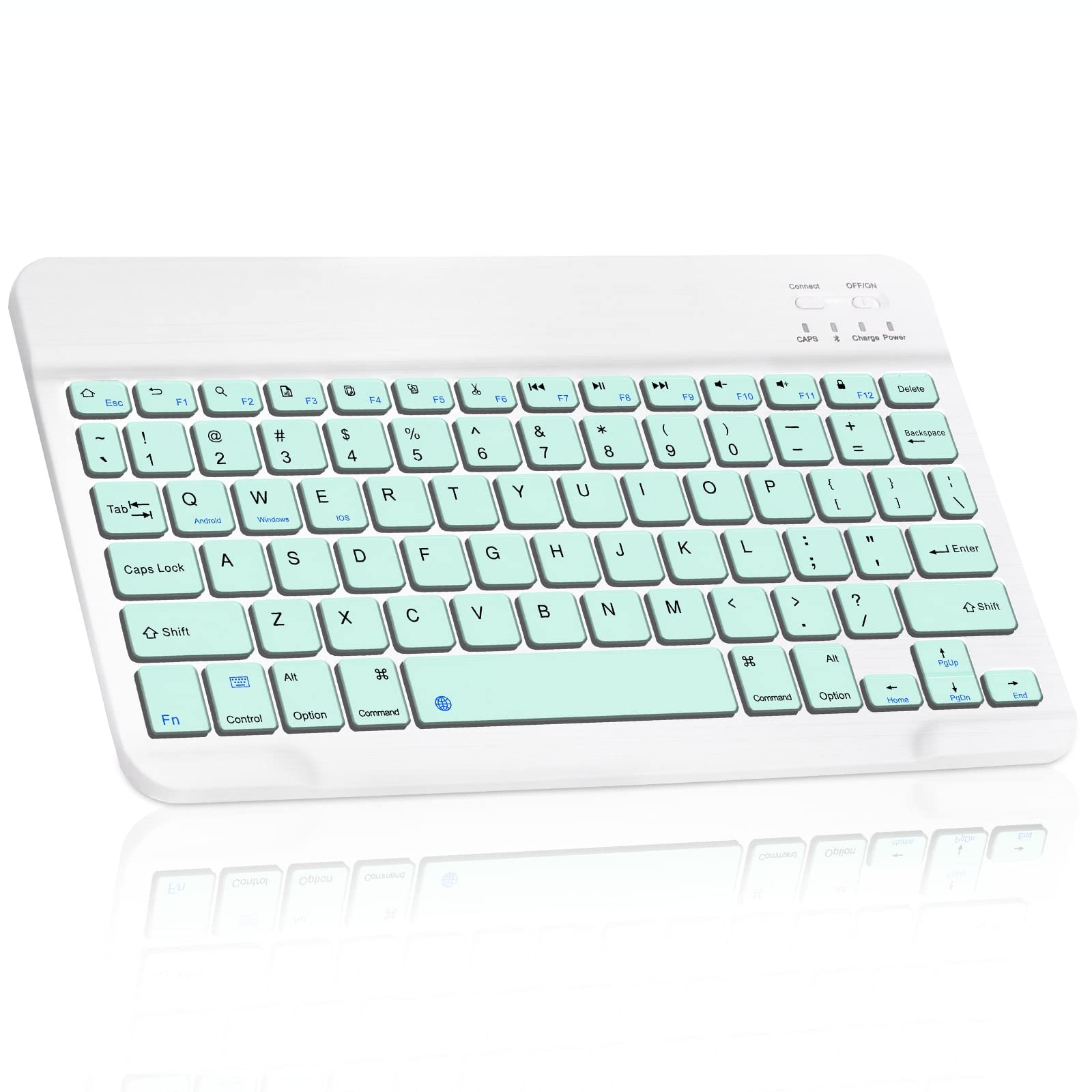 Ultra-Slim Bluetooth Rechargeable Keyboard for iPad Pro 12.9 (2018) & All Bluetooth Devices - Compatible with iPhone, Android Tablets, Smartphones & Windows PC - Teal Color - Perfect for Work, Travel & Home Office Use