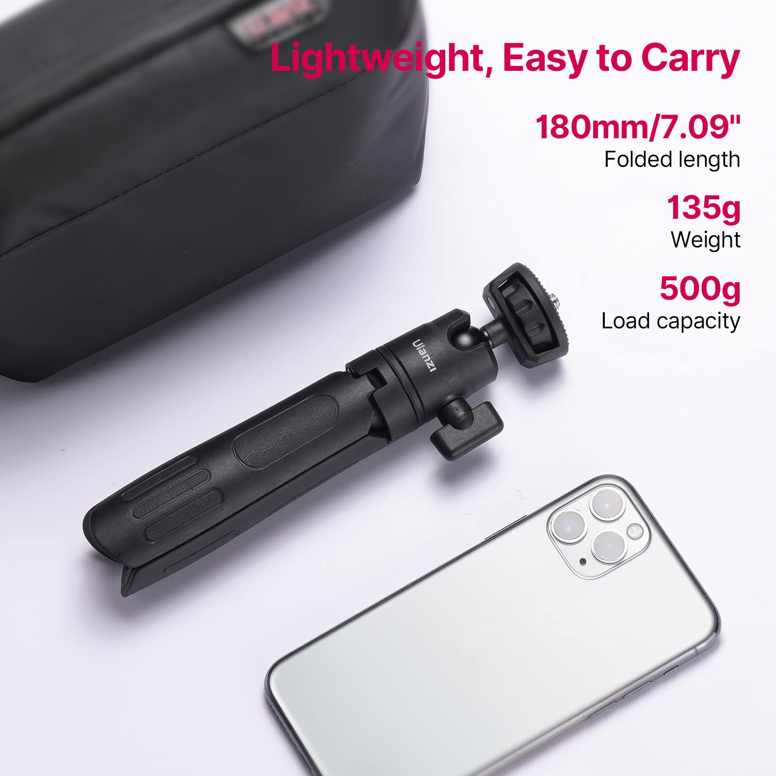ULANZI M12 Extendable Selfie Stick & Tripod Stand - Compatible with GoPro Hero 13/12/11/10/9/8/7/6/5 & Smartphones - Portable Vlogging Accessory for Travel, Hiking, YouTube Videos & Outdoor Adventures