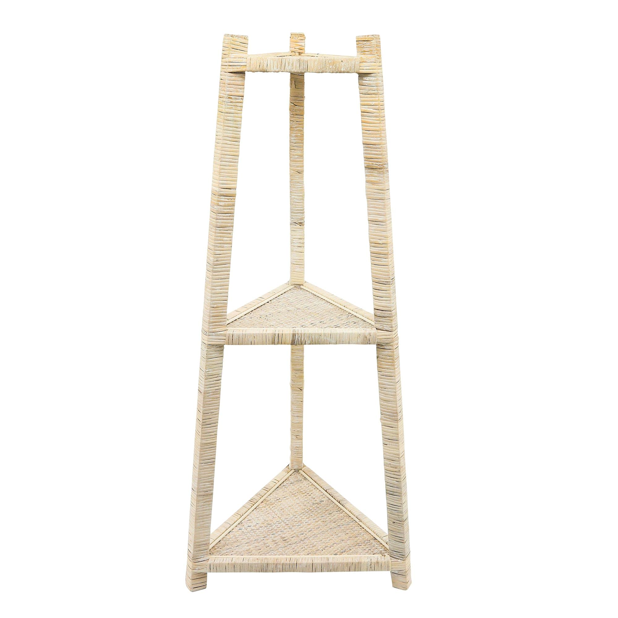 Kingston Living 37-Inch White Corner 3-Tier Triangle Shelf - Space-Saving Storage for Bathroom, Bedroom & Living Room Decor