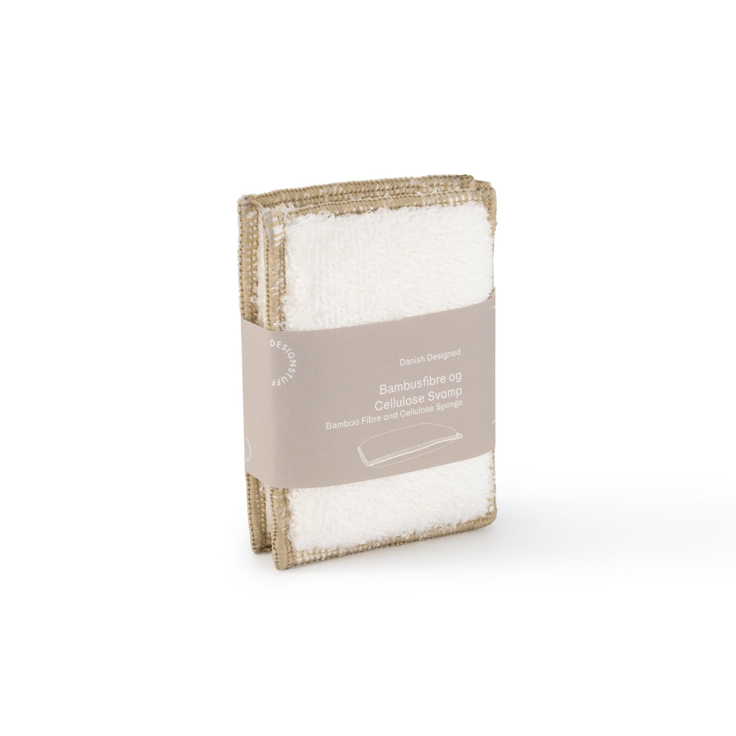 Eco-Friendly Bamboo Fiber & Cellulose Sponge Set of 2 - Natural Sand Color - Perfect for Dishwashing, Kitchen Cleaning & Sustainable Home Use