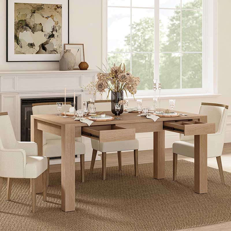 Stylish Hilaria Solid Wood Dining Table with Sturdy Thick Wooden Legs - Perfect for Family Gatherings & Dinner Parties