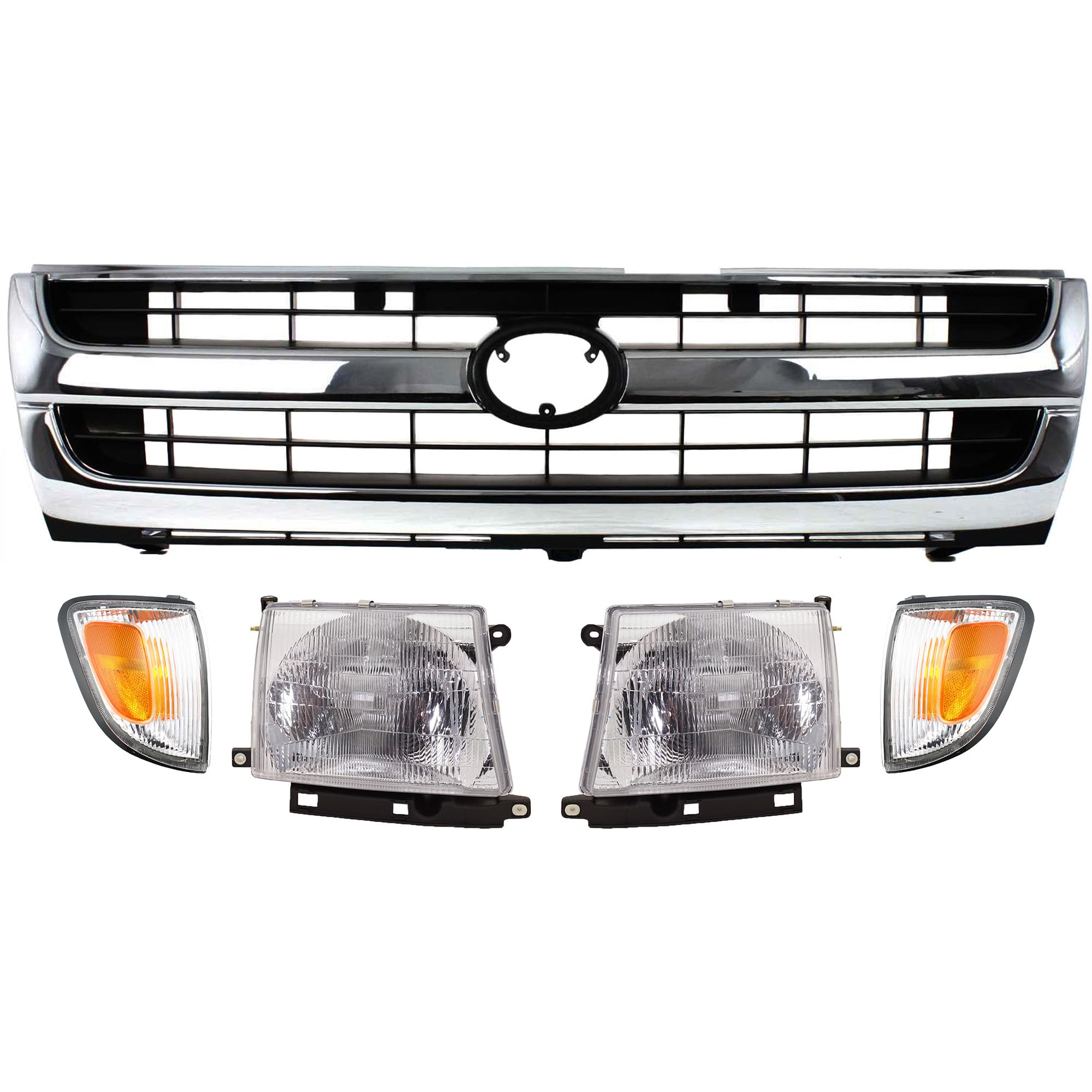 Garage-Pro Grille Assembly Kit for Toyota Tacoma 1997-2014 Models | Front Grille with Corner Lights & Headlights | Perfect for Off-Roading & Truck Customization