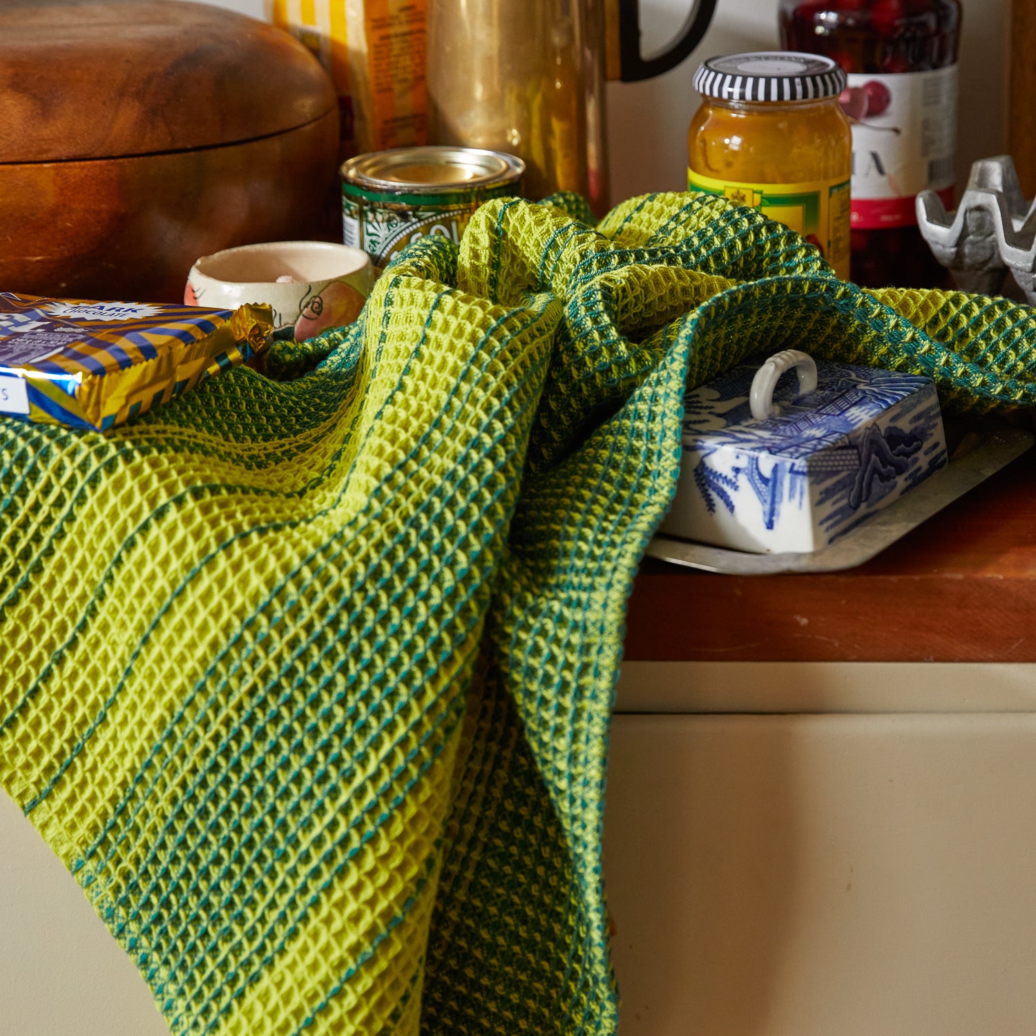 Premium Brigitte Tea Towel in Elegant Chartreuse - Perfect for Kitchen, Dining & Gift Giving