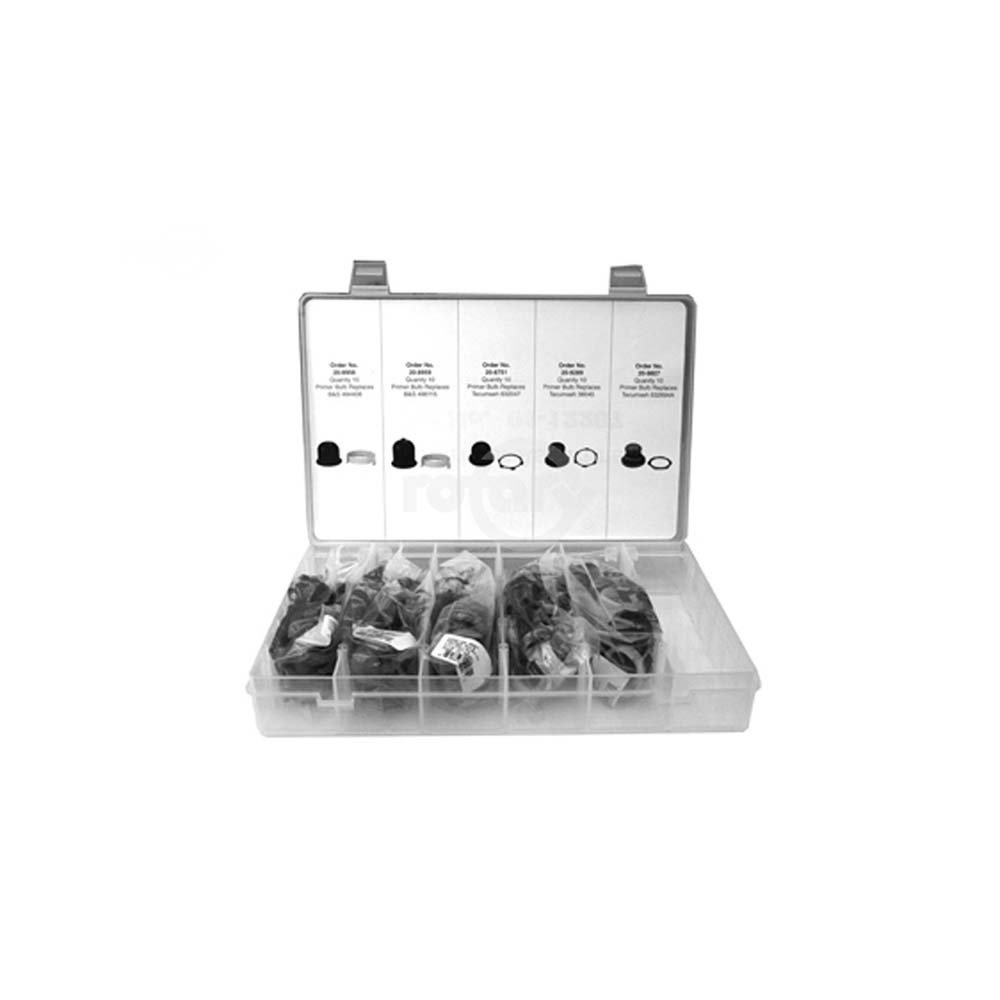 4-Cycle Primer Bulb Assortment - Shelf Display for Small Engines - Perfect for Lawn Mowers, Pressure Washers & Outdoor Power Equipment Maintenance