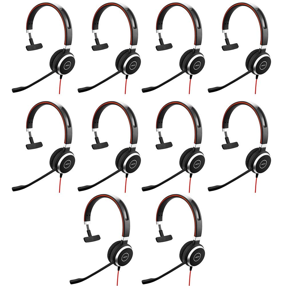 Jabra Evolve 40 MS Wired Mono Headset - 3.5mm Jack & USB-A PC Headphones with Noise Cancelling Mic for Office, Call Center & Remote Work - Comfortable All-Day Use for Business Professionals (10-Pack)