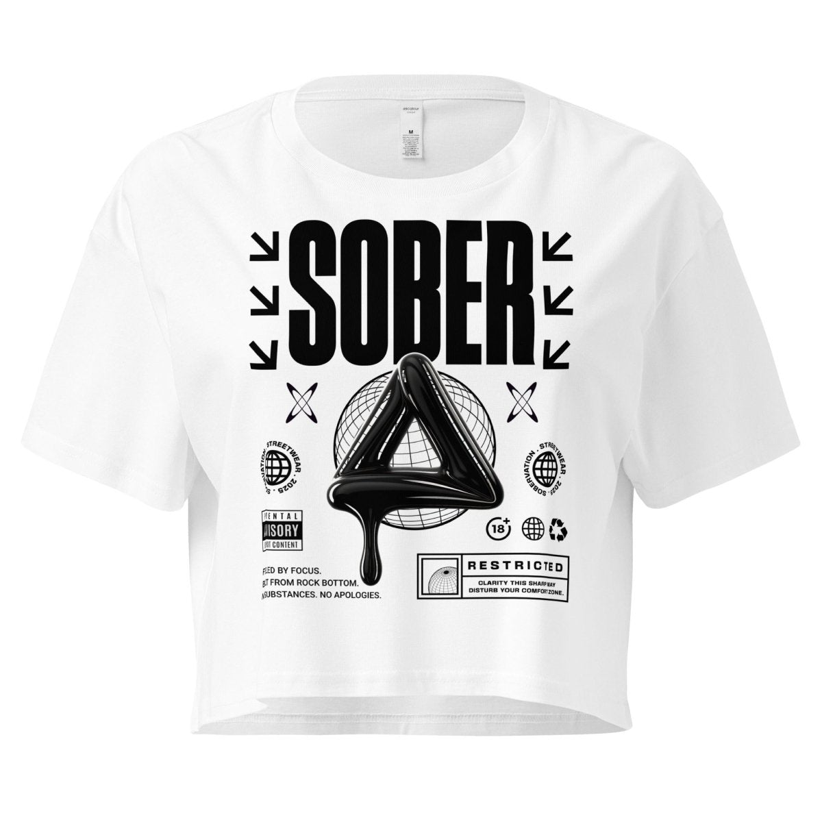 Sober Black Label Women's Crop Top - Stylish Short Sleeve T-Shirt for Women | Perfect for Casual Wear, Gym, and Summer Outfits