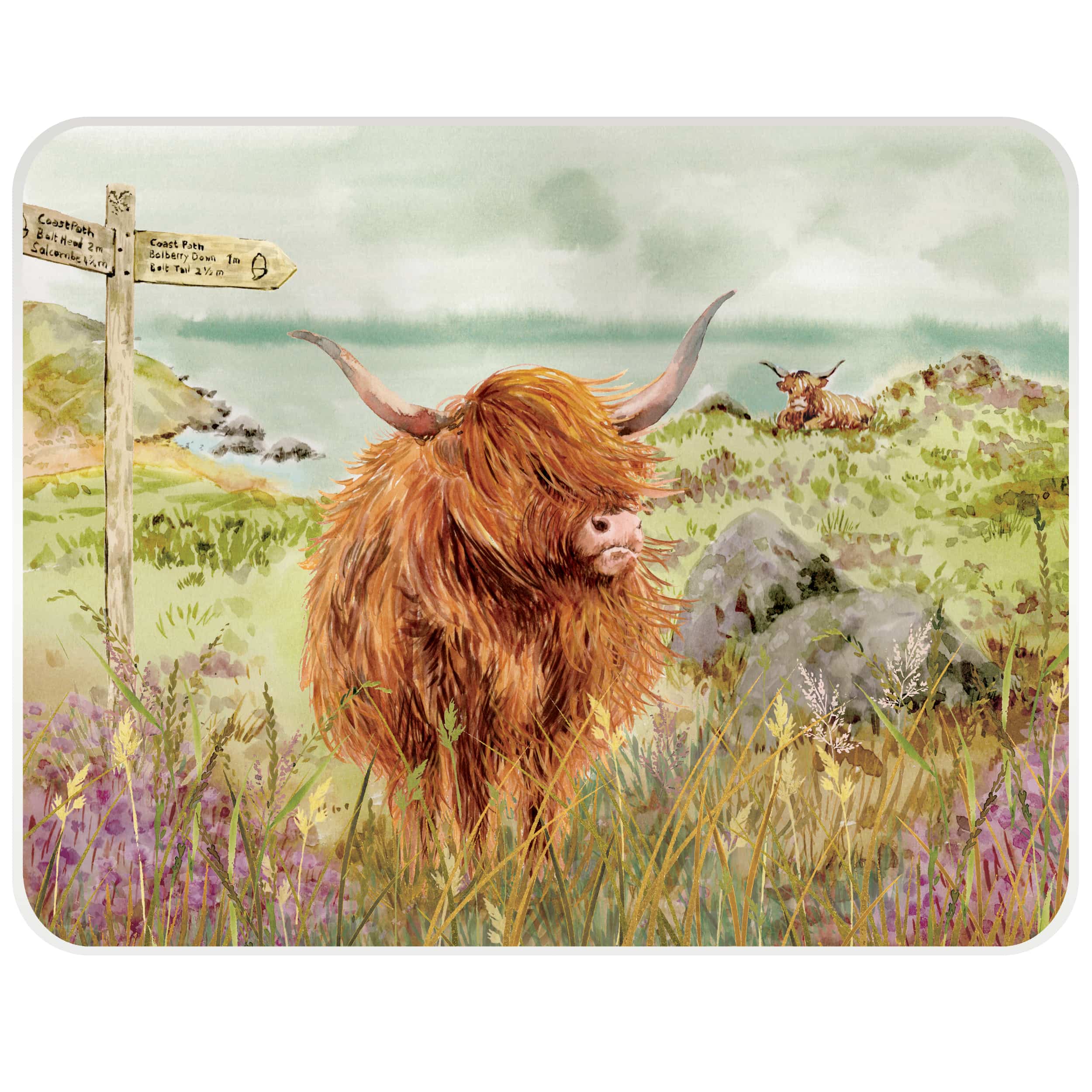 Highland Cattle Themed Kitchen Worktop Protector - Heat Resistant & Scratch Proof Countertop Cover - Perfect for Farmhouse, Cottage & Rustic Home Decor