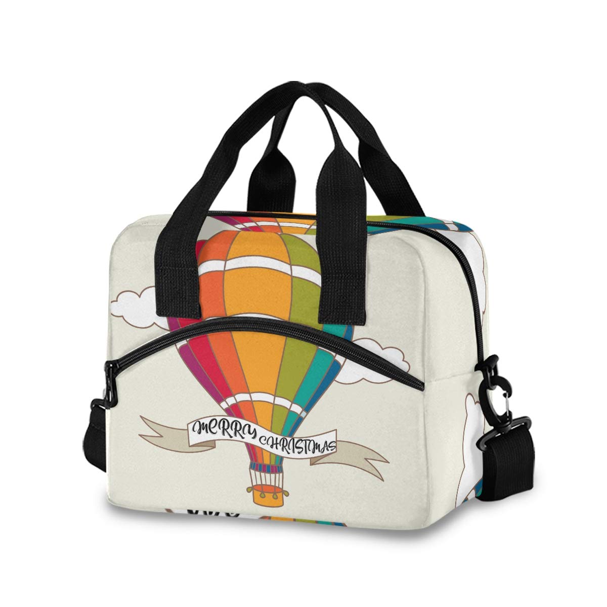 Insulated Lunch Box Tote Bag with Detachable Shoulder Strap - Colorful Hot Air Balloon Design for Men & Women | Reusable Cooler Bag for Work, School, Picnic & Outdoor Activities | Perfect for Office Lunch, Beach Trips & Daily Commute