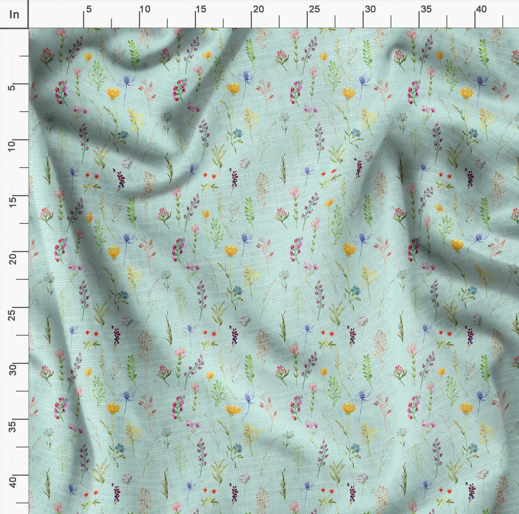 Soimoi Moss Georgette Green Fabric by The Yard - 42 Inch Wide Wildflower Leaves Print - Whimsical Botanical Fabric for Dresses, Curtains & DIY Crafts - Lightweight Flowy Material for Sewing Projects & Home Decor