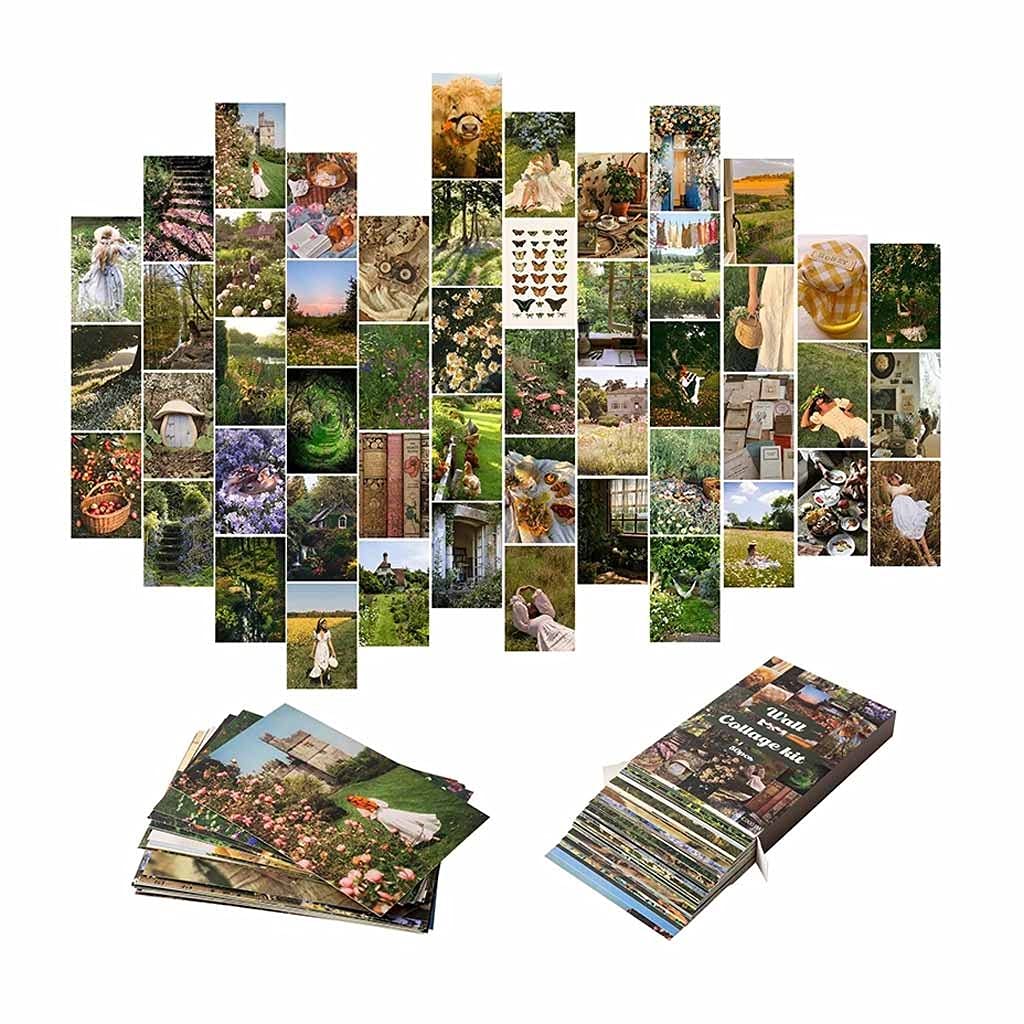50Pcs Aesthetic Wall Collage Kit - Vintage Photo Frames & Retro Prints for Bedroom Decor, DIY Wall Art for Teens Room, Dorm, Living Room Decoration | Perfect for Home, Office & Gift Giving