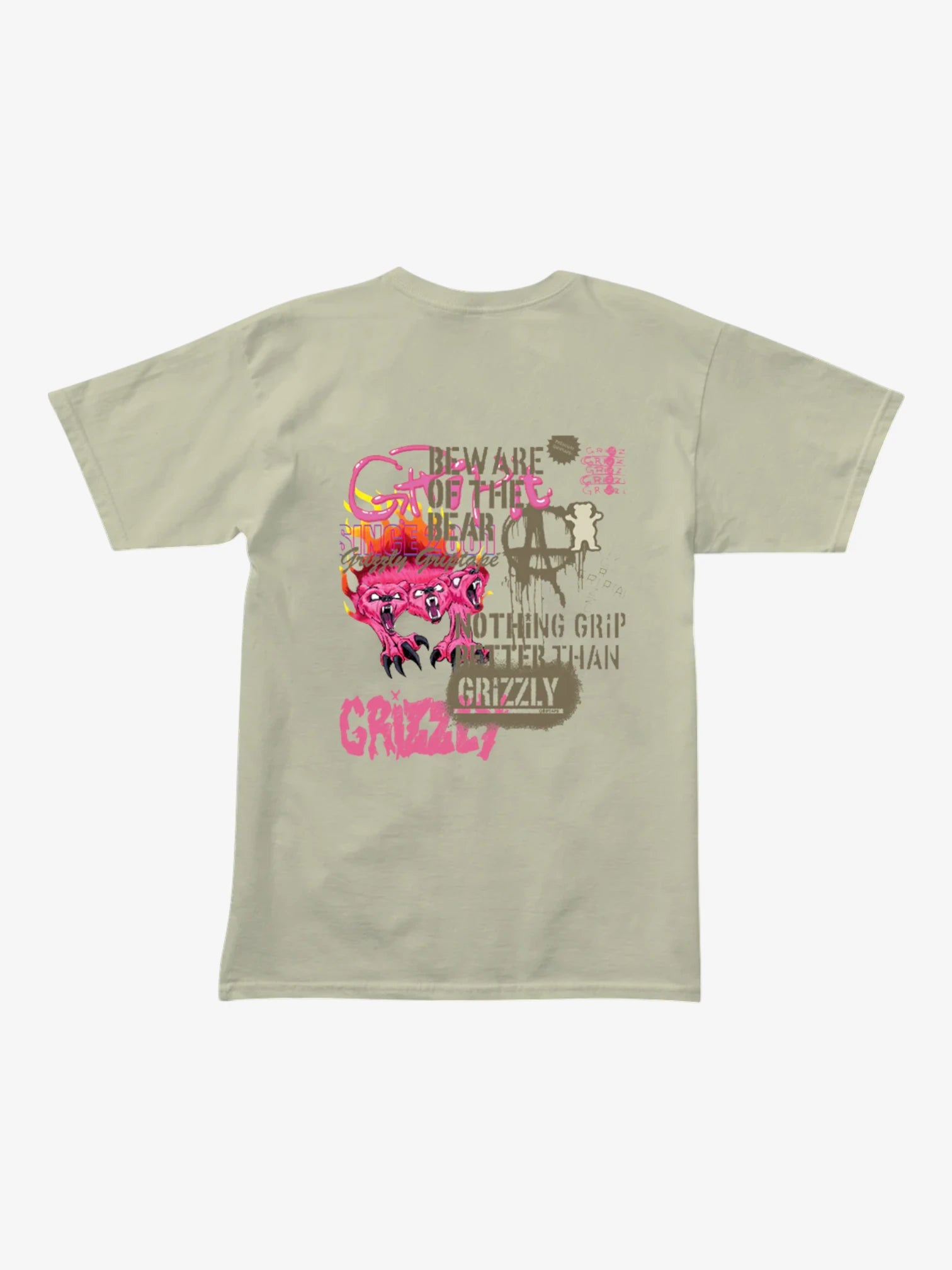 Grizzly Anarchy Bone Beige T-Shirt - Men's Streetwear Graphic Tee for Casual Wear, Skateboarding & Urban Fashion