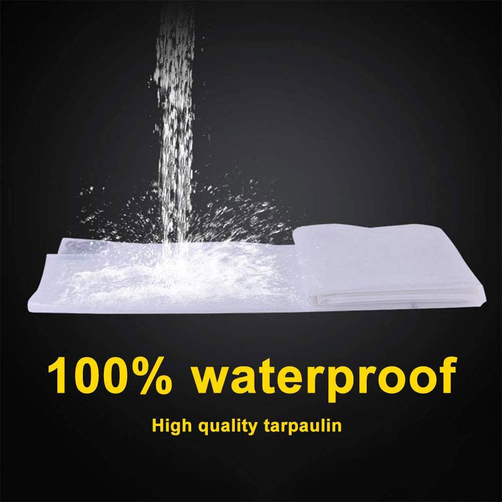 Heavy Duty Clear Waterproof Tarp 0.3MM PVC with Reinforced Grommets - Durable Tarpaulin Cover for Outdoor, Garden, Canopy, Camping & Construction - Rainproof Shed Cloth for All Weather Protection