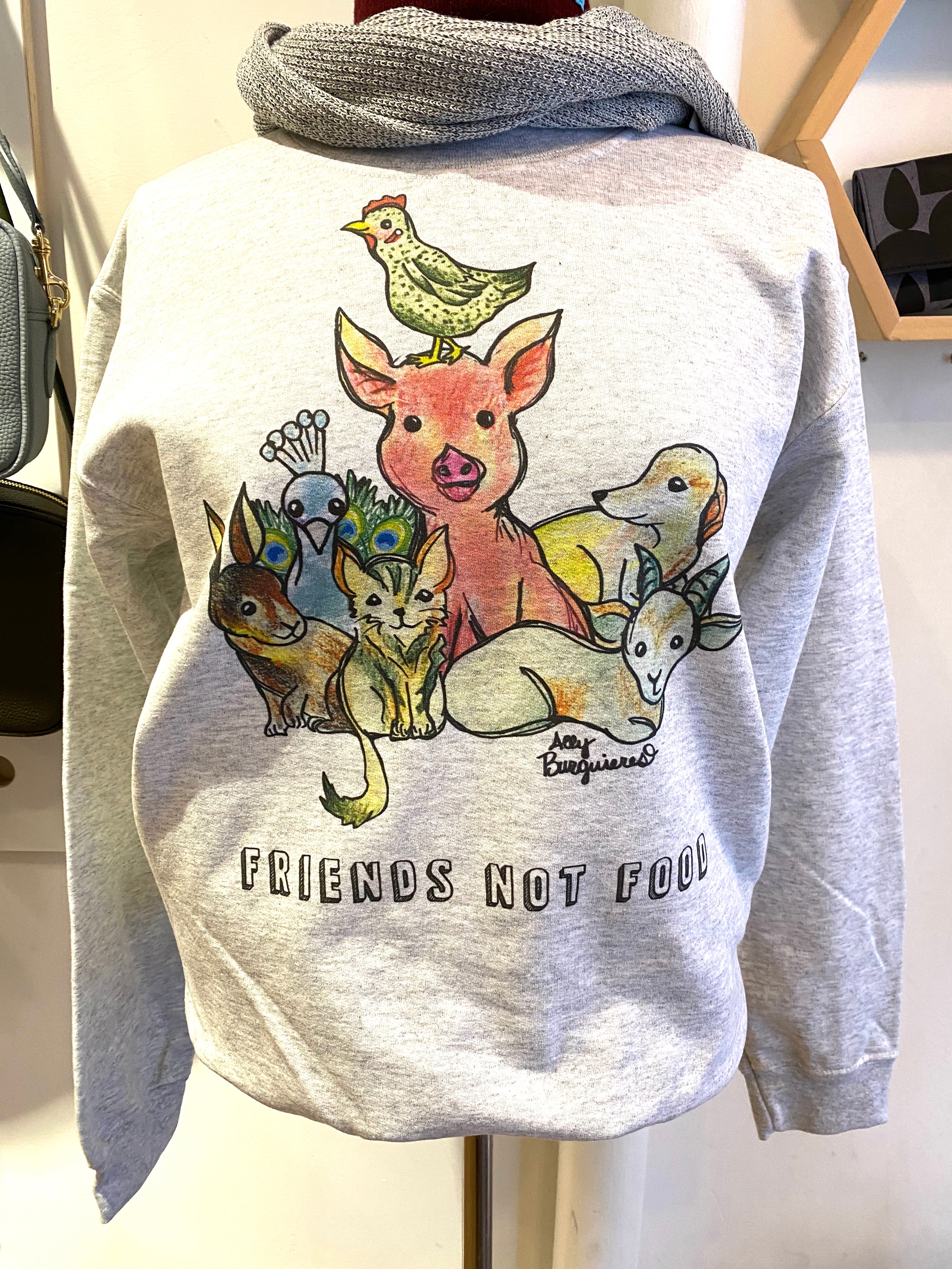 Friends Not Food Vegan Sweatshirt - Cocoally Eco-Friendly Apparel for Animal Lovers & Ethical Fashion