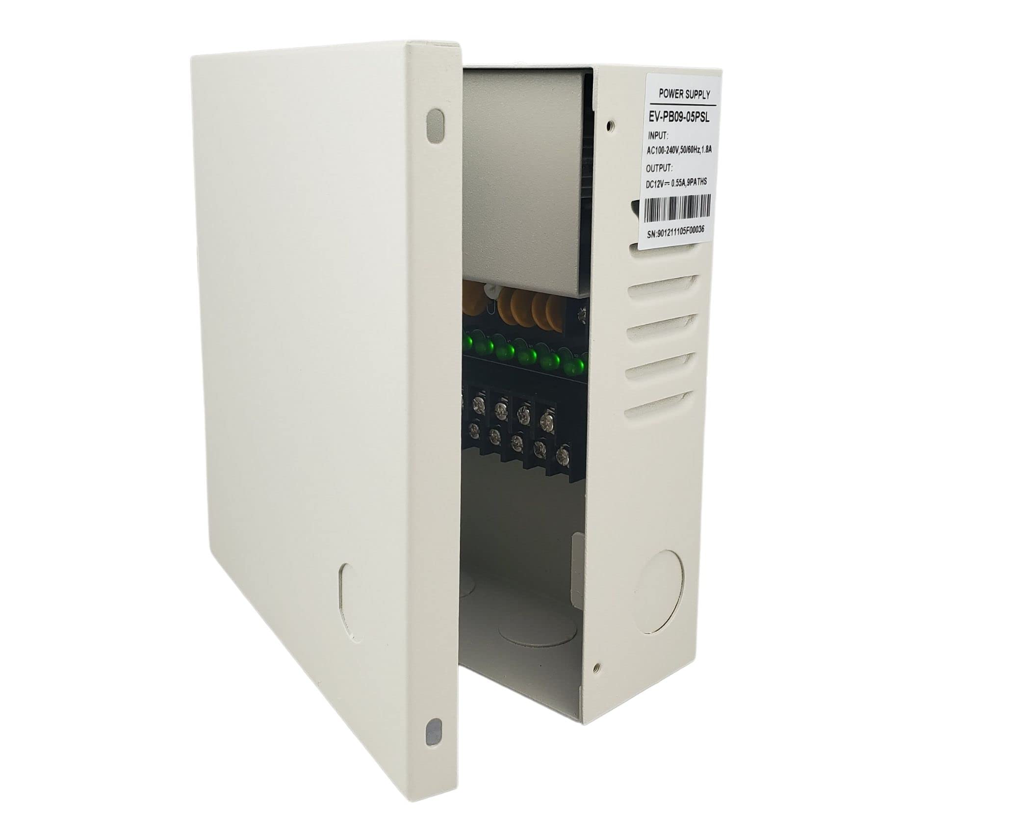 EVERTECH 9 Channel DC12V 5A PTC Fuse CCTV Power Supply with Metal Enclosure - Power Adapter for AHD/TVI/CVI/Analog Security Cameras (Supports up to 9 Cameras) - Ideal for Home Surveillance, Business Security & CCTV System Installations