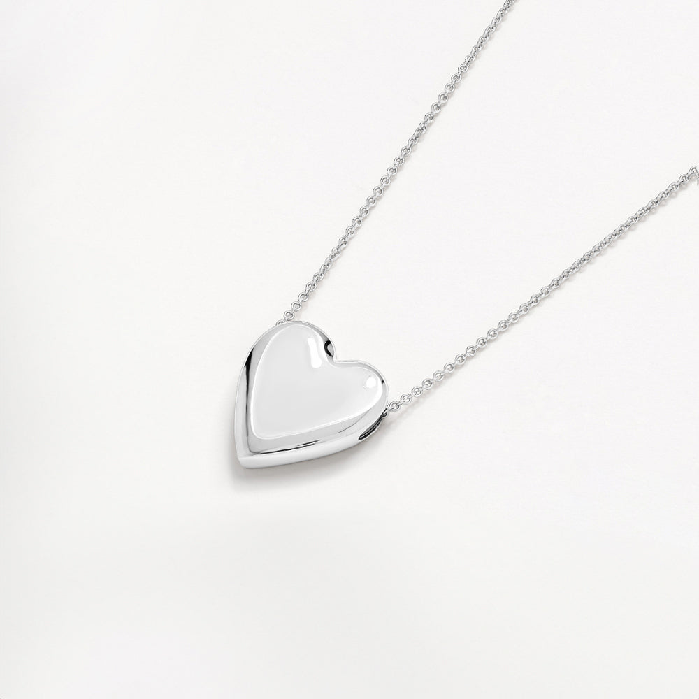 Elegant Silver Puff Heart Necklace for Women - Perfect Gift for Valentine's Day, Anniversary & Romantic Occasions