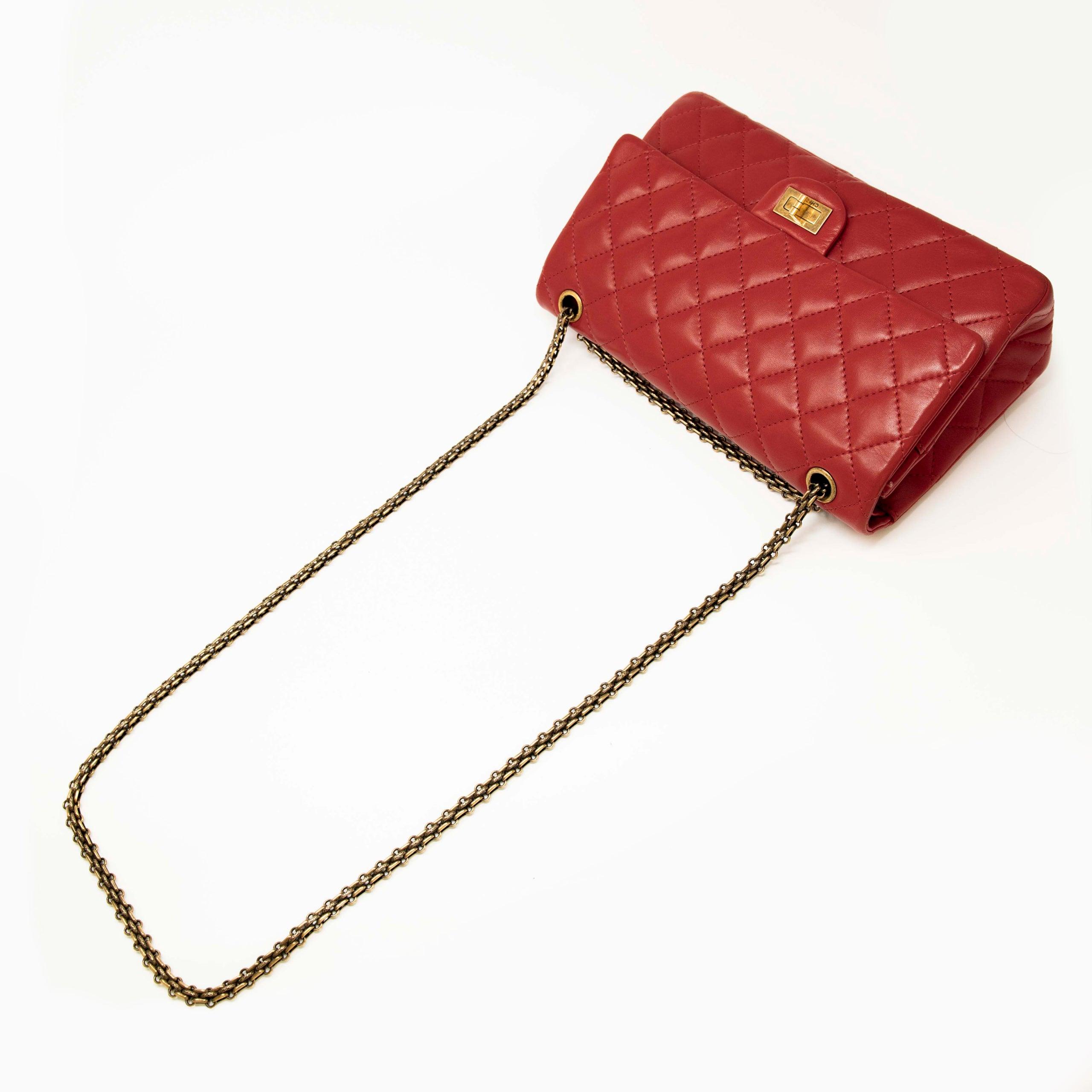 Authentic Chanel Red Lambskin 2.55 Reissue 226 Flap Bag - Luxury Designer Handbag for Women, Perfect for Date Night & Special Occasions