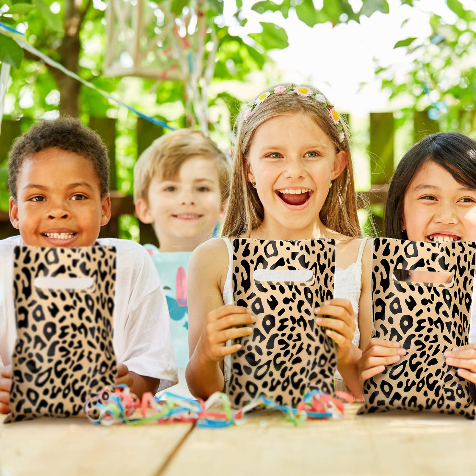50pcs Leopard Print Treat Bags - Candy & Party Supplies for Wild Animal Theme Birthday