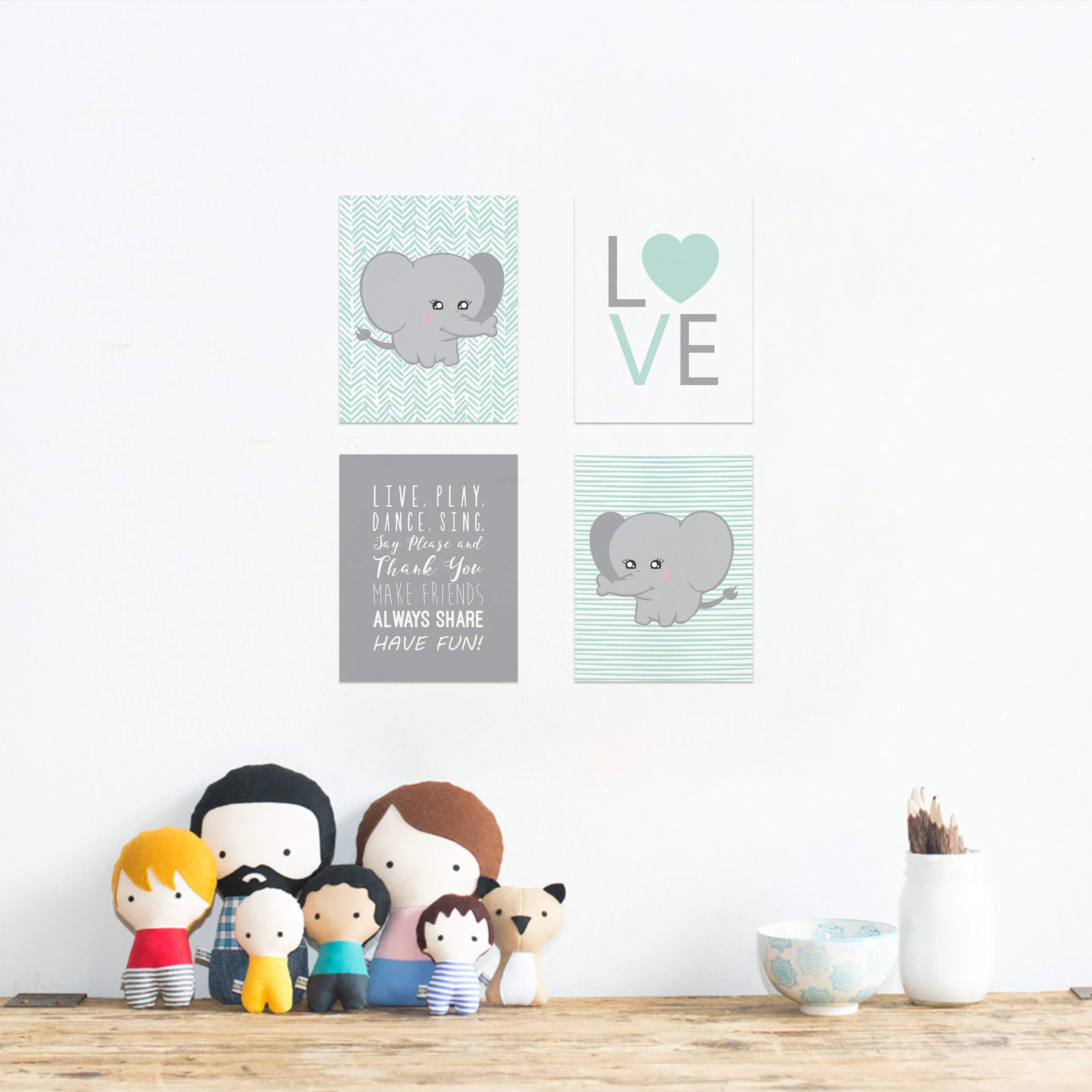 Elephant Nursery Decor for Kids - Playroom & Baby Wall Art (11x14)
