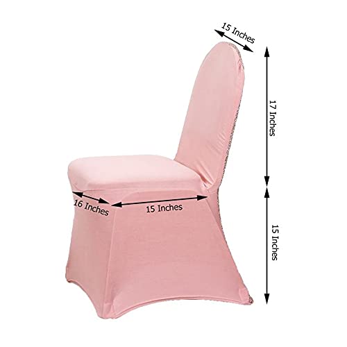 25-Piece Rose Gold Metallic Spandex Stretchable Chair Covers - Elegant Banquet Slipcovers for Wedding, Party & Reception Decor (Fits Standard Chairs) - Perfect for Bridal Showers, Anniversary Celebrations & Formal Events