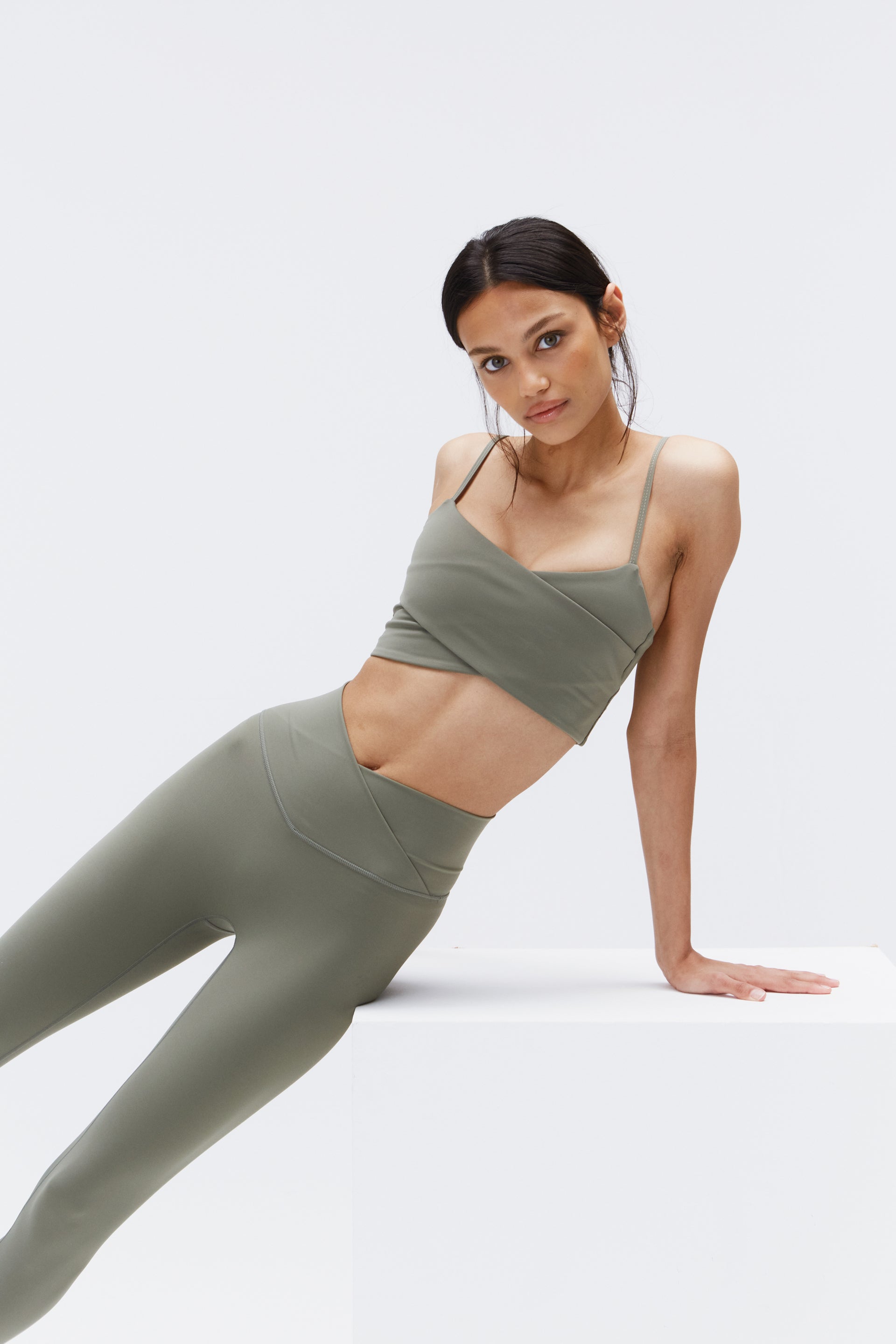 Ultimate Wrap Over Leggings for Women - Olive Green High Waist Yoga Pants | Perfect for Workouts, Lounge & Everyday Wear