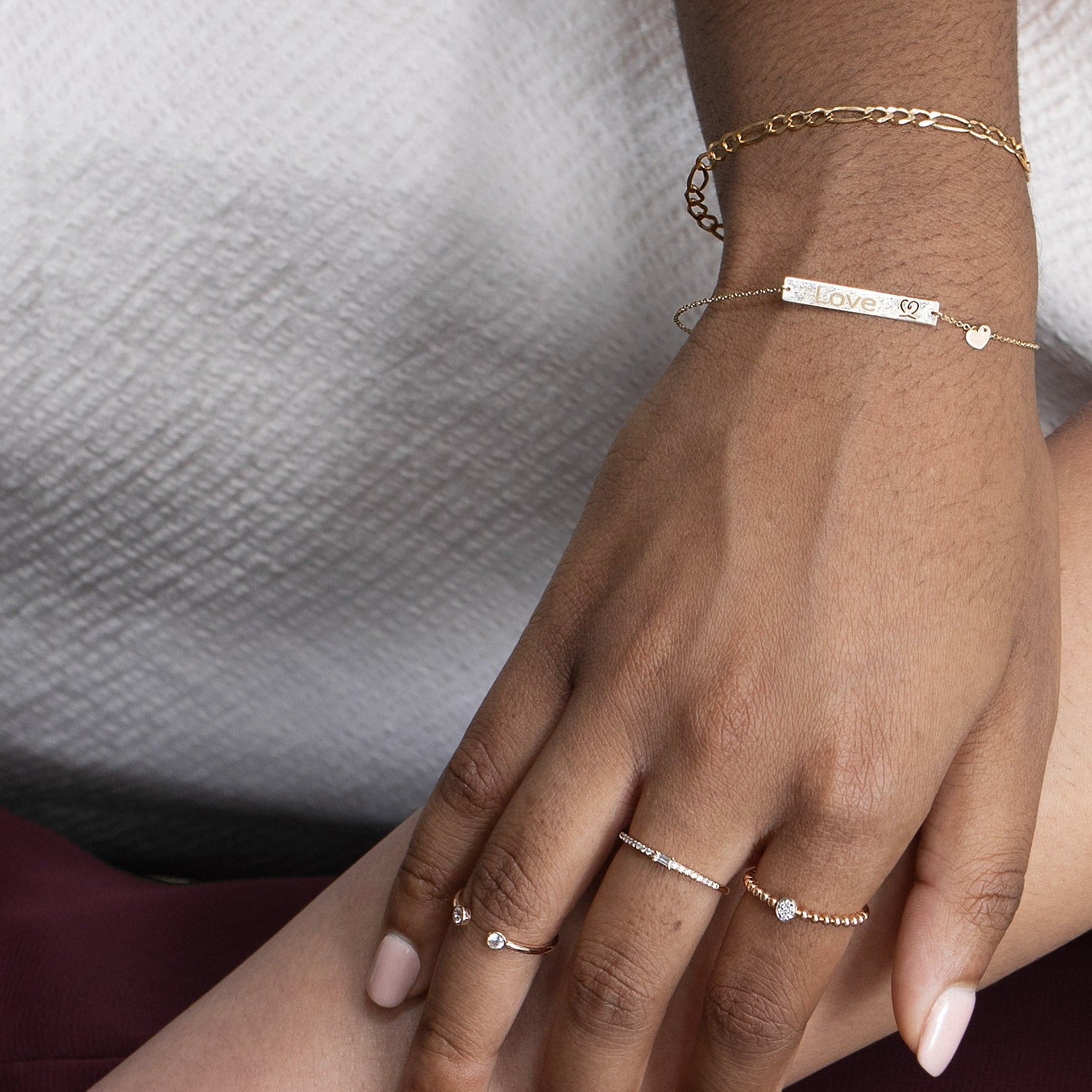 Personalized Engraved Heart Monogram Bar Bracelet - 14k Solid Yellow Gold Jewelry for Women - Perfect Gift for Anniversary, Valentine's Day & Special Occasions