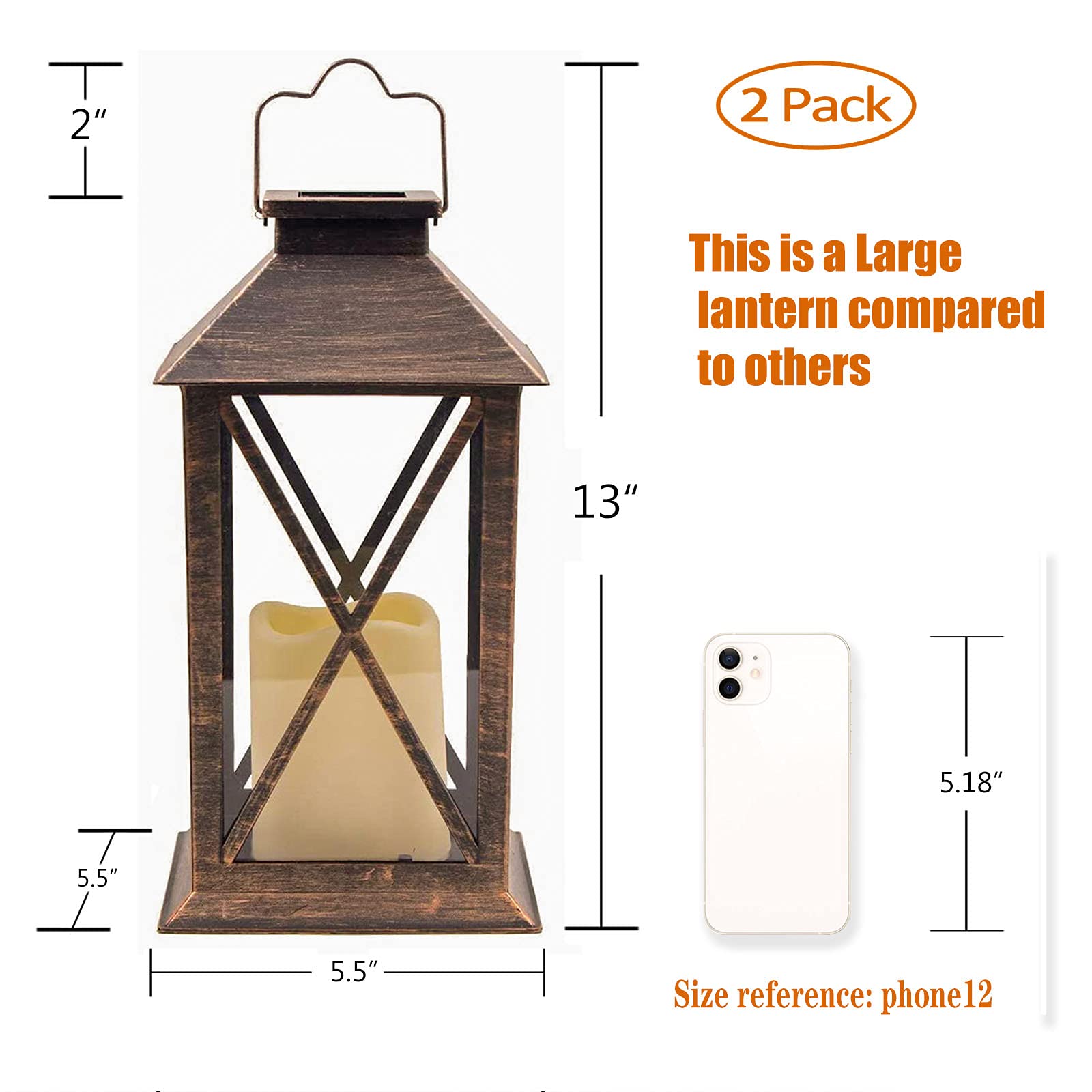 Square Solar Lantern Outdoor - Waterproof Hanging Garden Lights for Patio, Pathway, Yard - Solar Powered Decorative Lighting for Parties, Weddings & Outdoor Decor