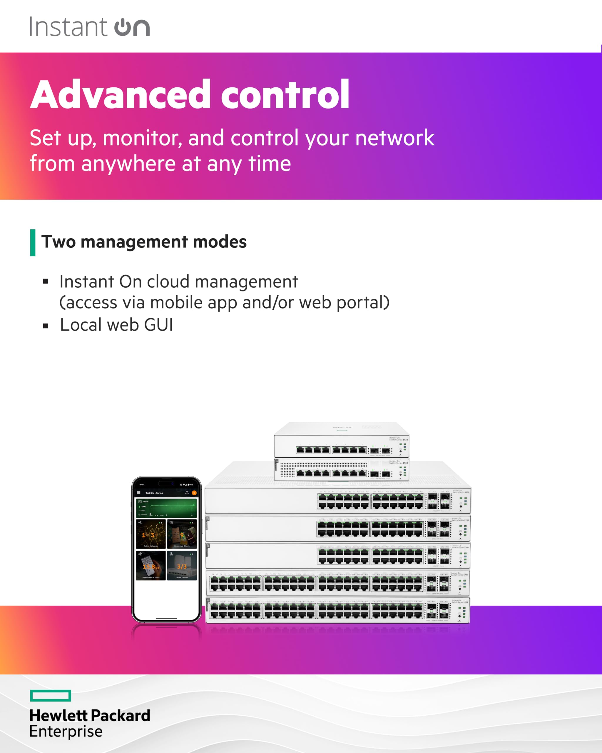HPE Networking Instant On 1930 8-Port Gigabit Smart Managed Layer 2+ Ethernet Switch | 8x 1G Ports + 2x SFP Slots | US Power Cord (JL680A#ABA) | Ideal for Small Business Networks & Home Office Setups