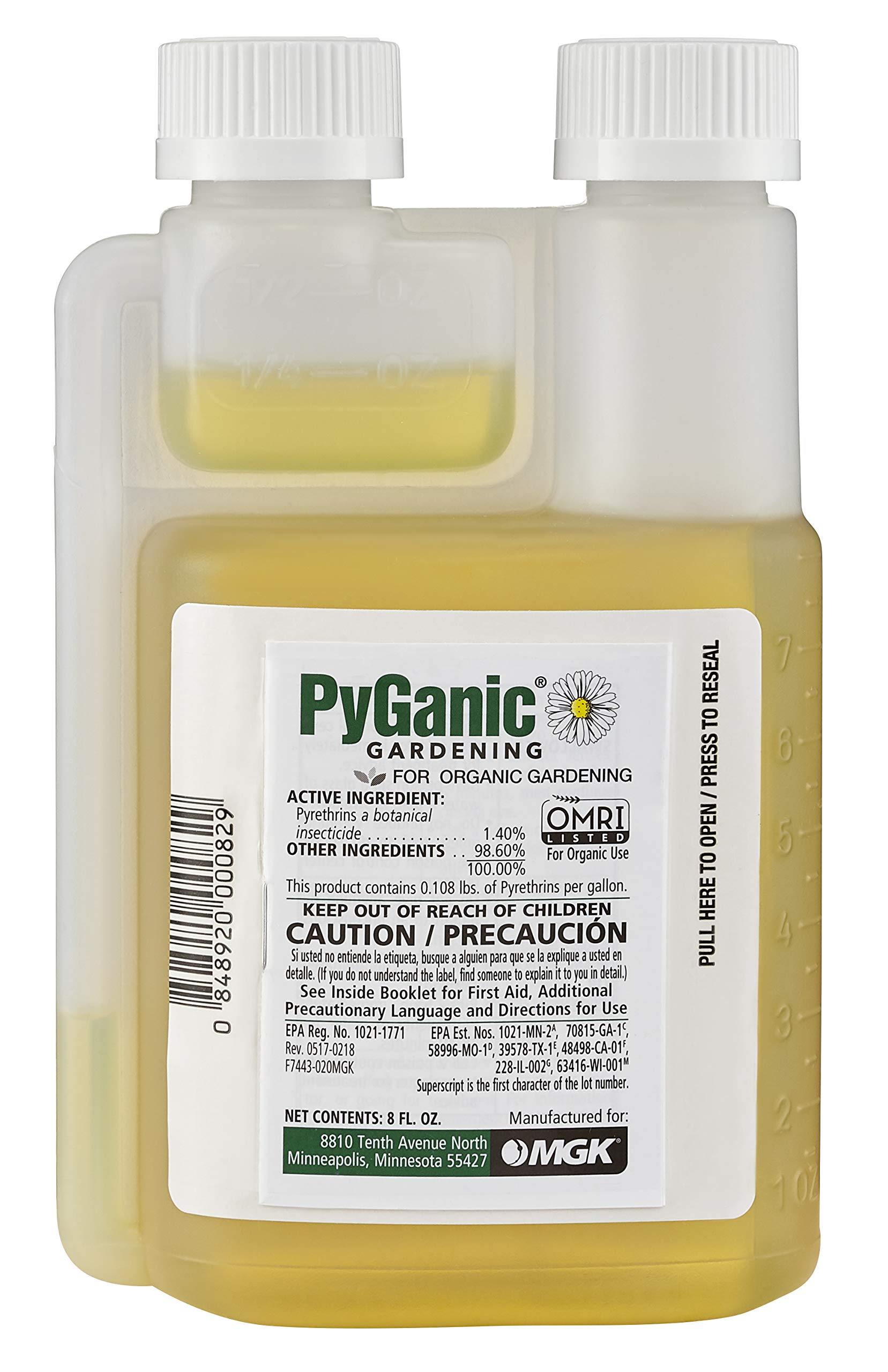 Organic Pyrethrin Concentrate Insecticide 8oz - PyGanic Botanical Spray for Organic Gardening | Kills Aphids, Mites & More | Safe for Vegetables, Fruits & Flowers
