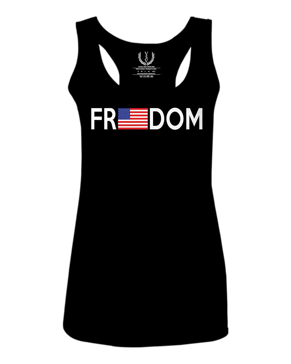 Proud American Flag Military Armor USA Women's Tank Top Racerback - Patriotic Workout & Gym Shirt for Veterans Day & 4th of July Celebrations