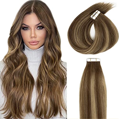 Tape in Rooted Dirty Blonde With Dark Brown #R5-5/12