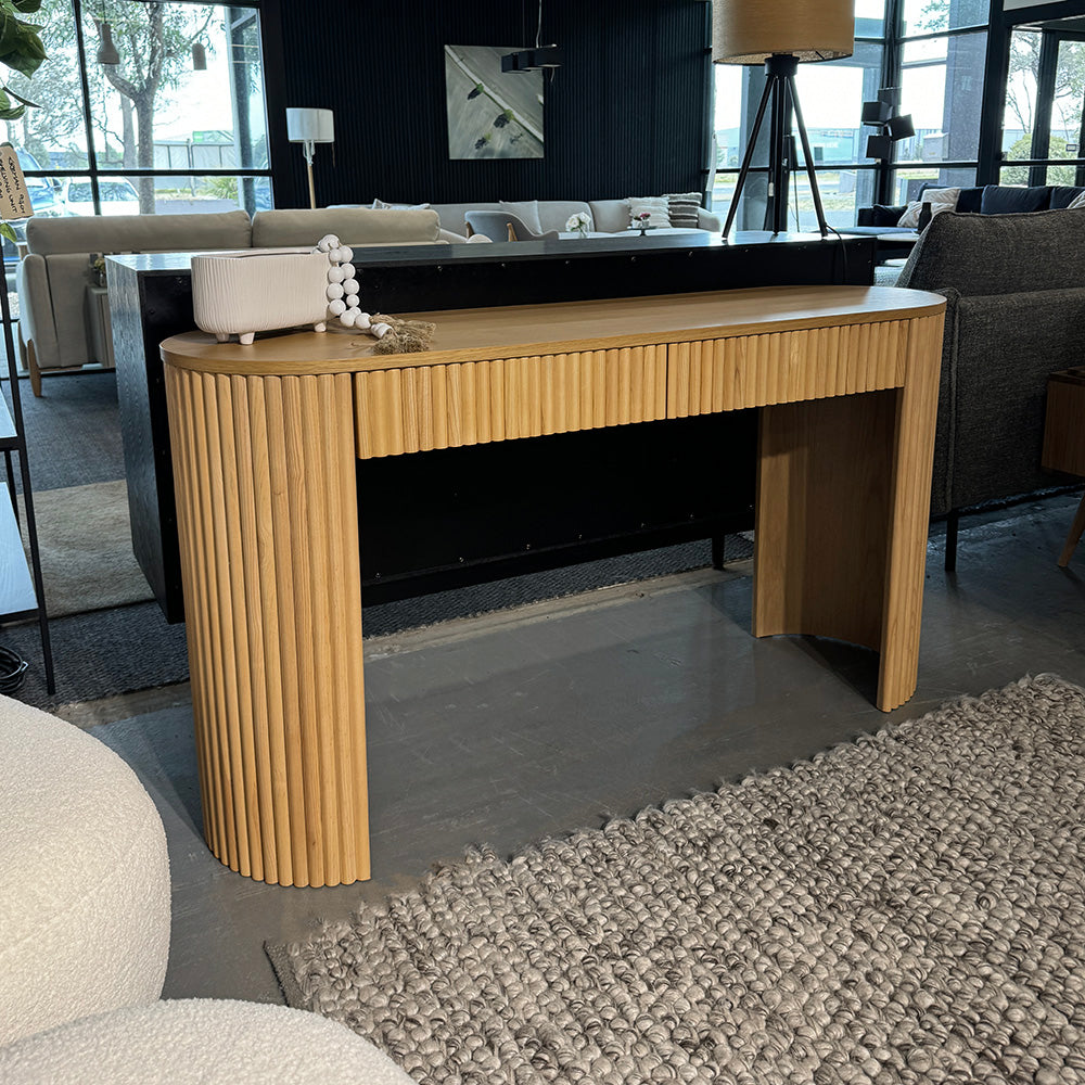 KELYN 140cm Natural Wood Console Table - Entryway Sofa Table, Hallway Accent Table for Home Decor