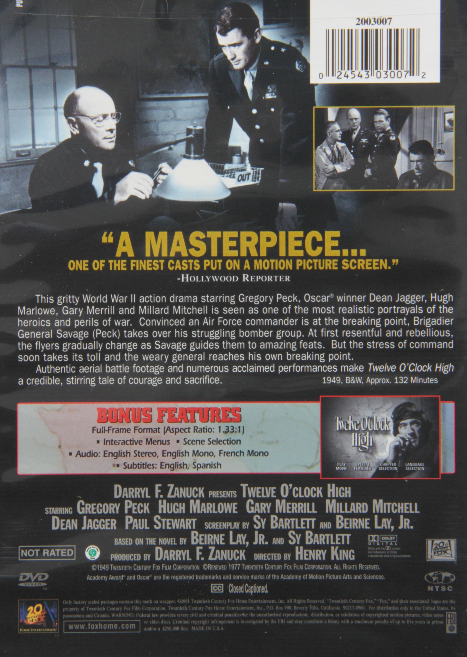Twelve O'Clock High - Classic WWII Aviation Movie DVD | Historical War Films Collection | Perfect for History Buffs & Movie Collectors