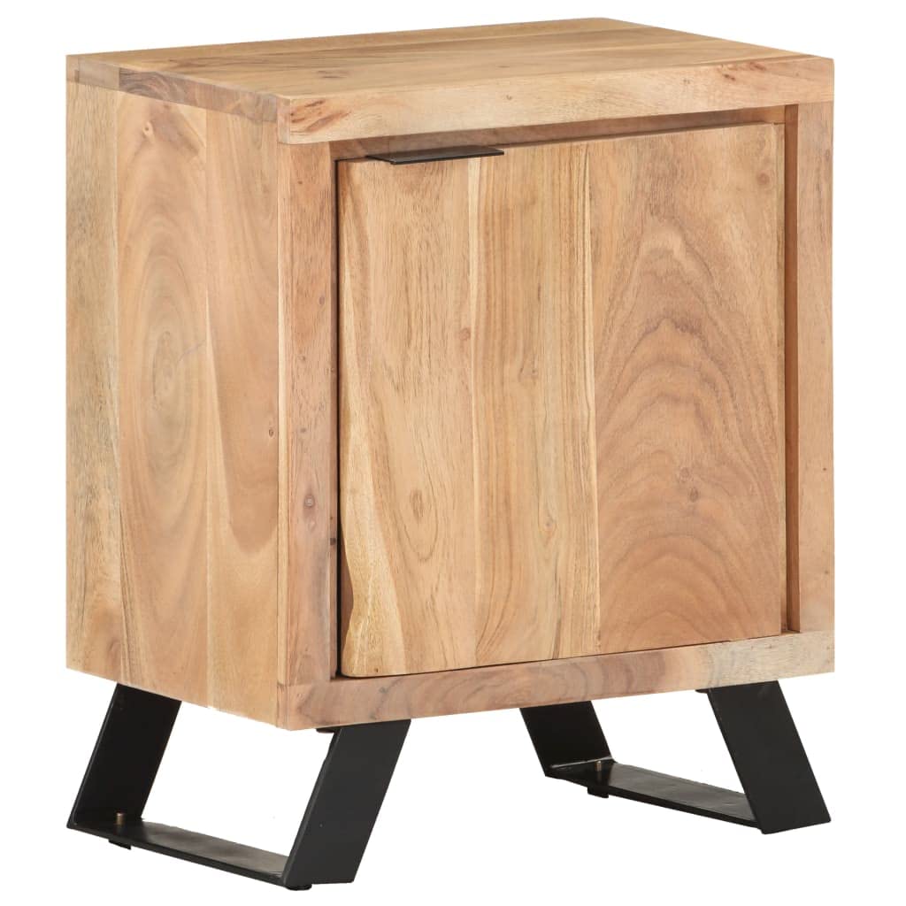 Modern Acacia Wood Nightstand with Live Edges - 15.7
