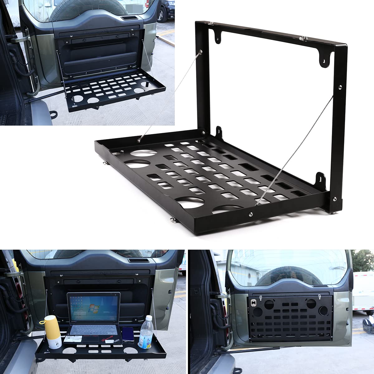 Black Aluminum Alloy Car Trunk Storage Basket Organizer for Land Rover Defender 110 (2020-2022 Models) - Heavy Duty Auto Accessories & Tailgate Cargo Shelf - Perfect for Camping, Road Trips and Outdoor Adventures