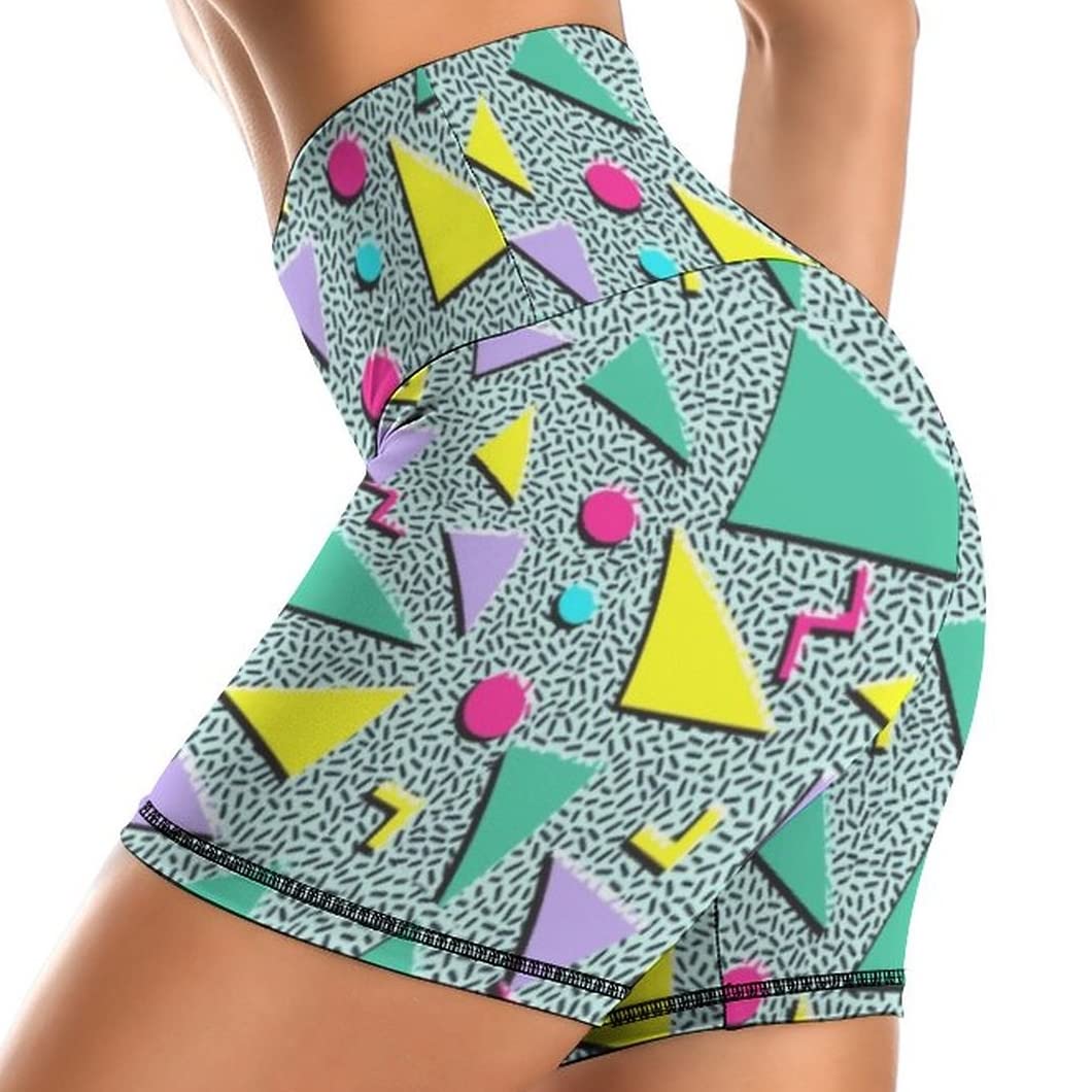 Retro 80s 90s High Waist Biker Shorts for Women - Vintage Spandex Workout Yoga Compression Shorts - Perfect for 80s 90s Theme Parties, Gym, and Casual Wear