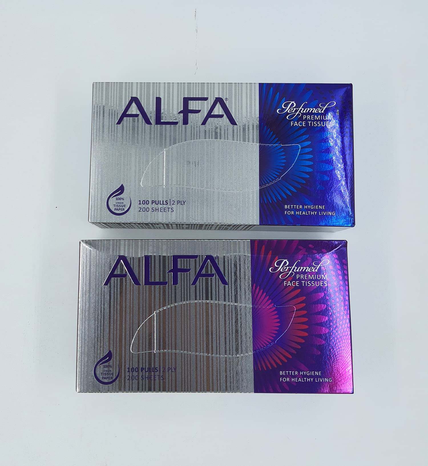 ALFA 2-Ply Scented Soft Facial Tissues - 4 Flat Boxes, 100 Pulls & 200 Sheets per Box (Pack of 4) | Gentle on Skin, Perfect for Home, Office, Travel & Daily Use
