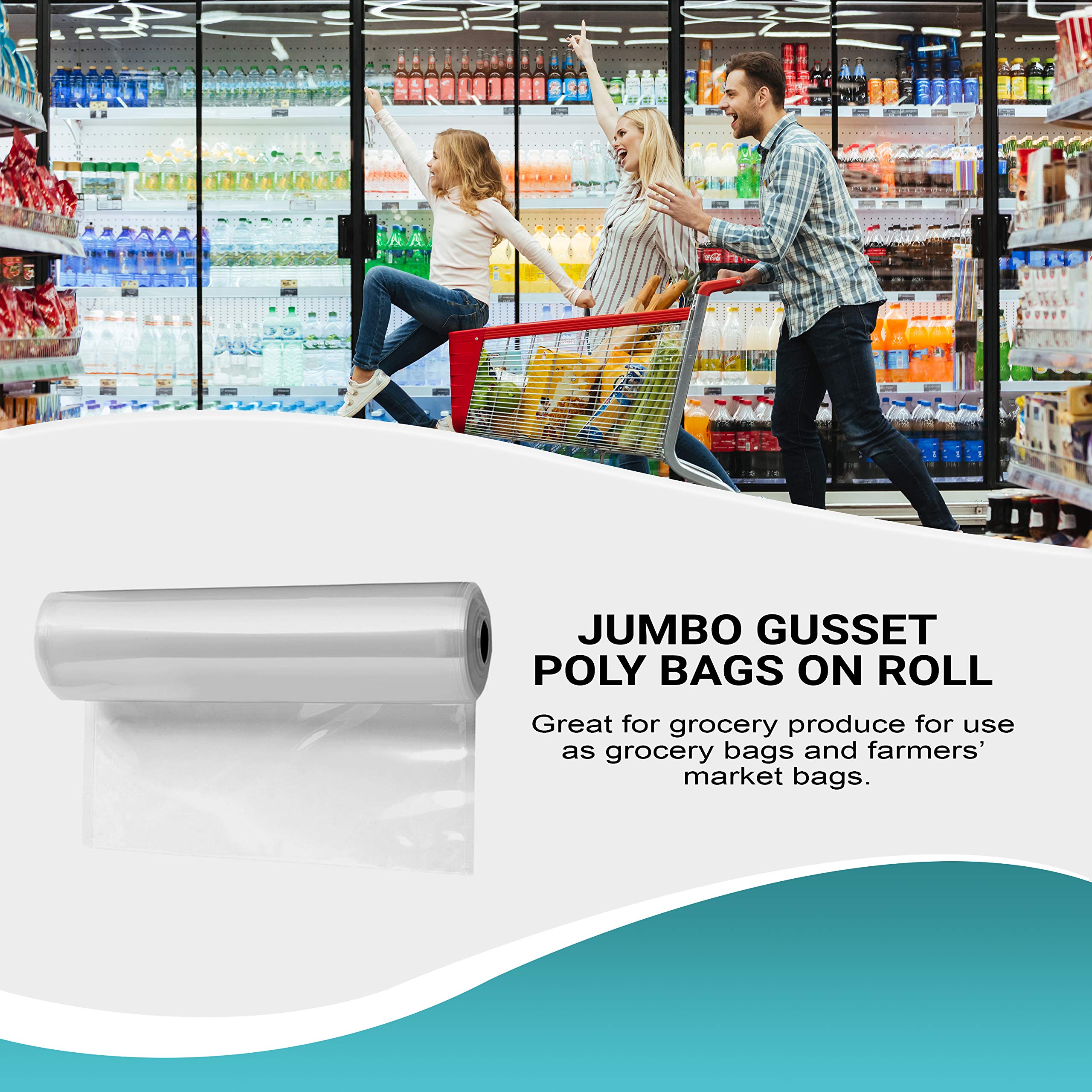 APQ 500 Pack Jumbo Gusset Poly Bags on Roll 14