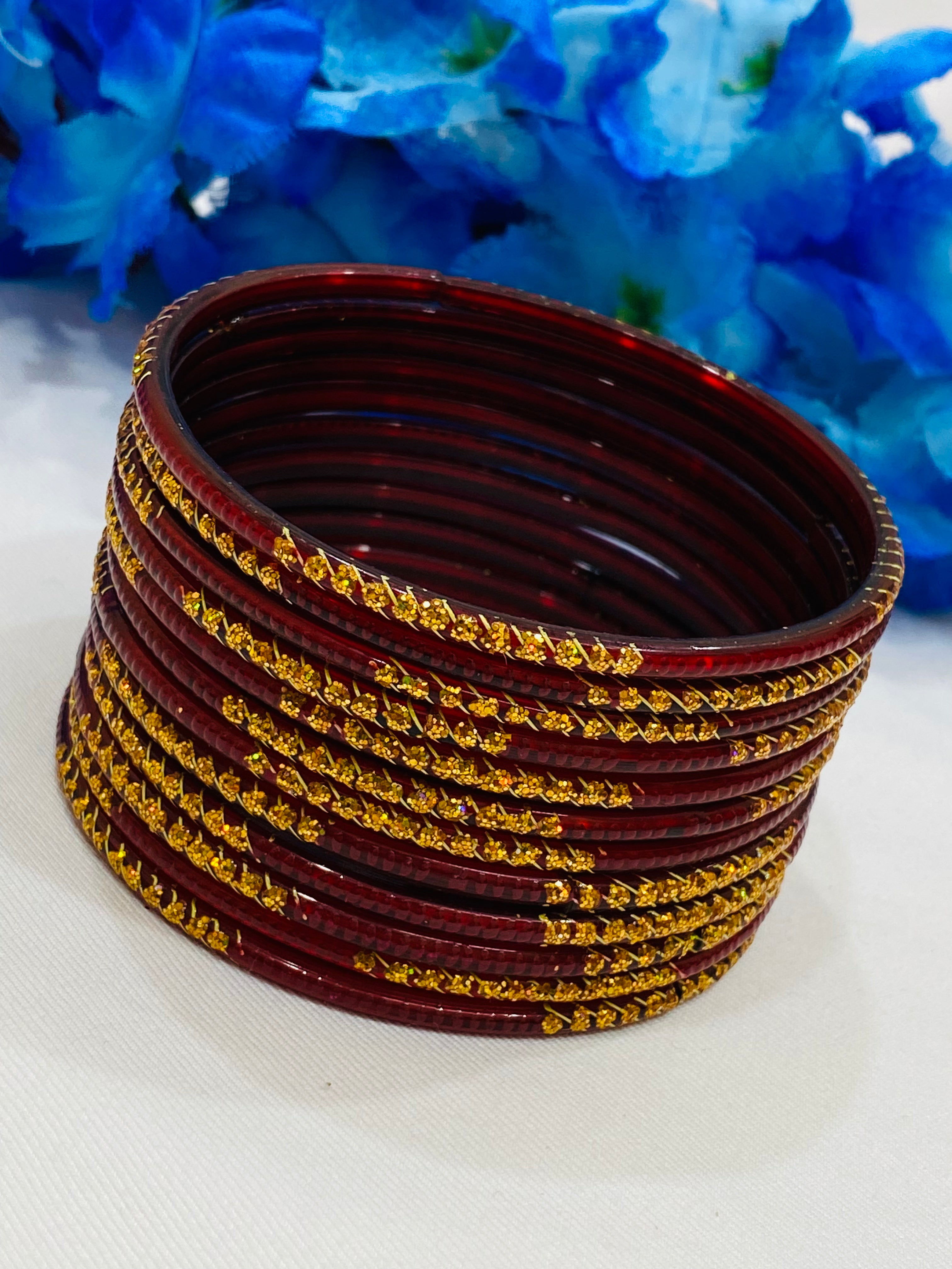Elegant Maroon Glass Bangles for Women - Traditional Indian Handmade Jewelry - Perfect for Weddings, Parties & Ethnic Fashion