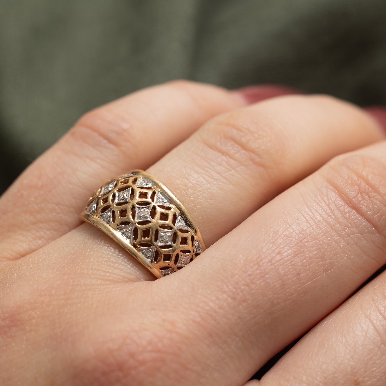 0.11ctw Diamond Openwork Dome Ring - Size 7.25 - Elegant Stackable Band for Women | Perfect for Weddings, Anniversaries & Everyday Luxury Jewelry