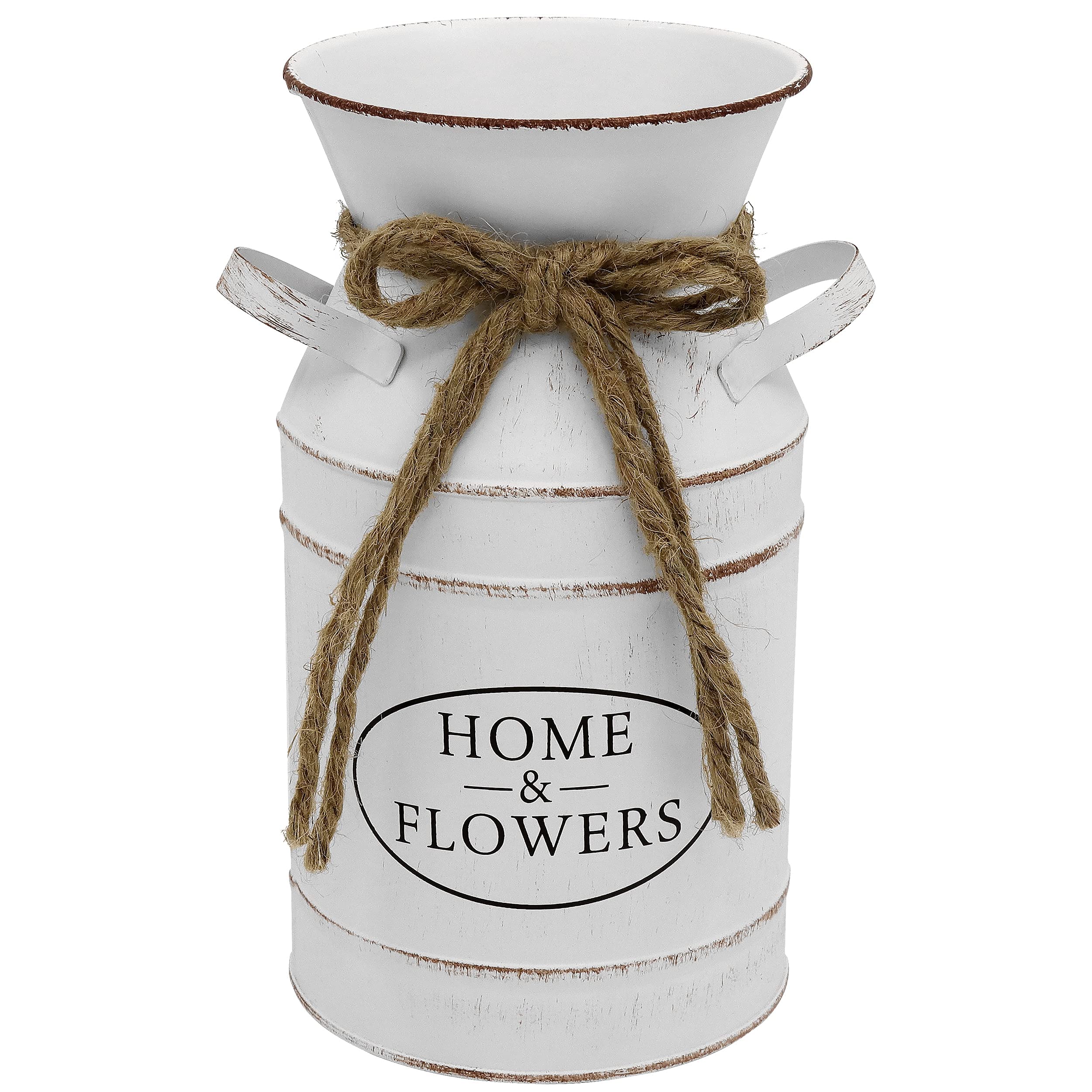 French Style Rustic Decor Vase - Vintage Farmhouse Pitcher, Galvanized Milk Jug with Sunflower Design for Home, Kitchen, Porch & Coffee Table Decor - 7.8 Inch Height - Perfect for Spring Floral Arrangements and Country Chic Interior Styling