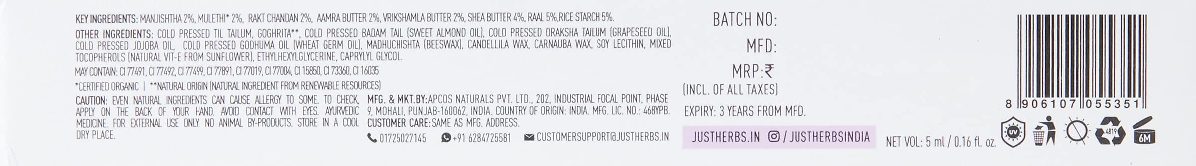 Just Herbs Tinted Lip Balm SPF 20+ for Dark Lips Lightening (4g, Cherry) & Liquid Sindoor Long Lasting Quick Dry (5g, Ruby Red) Combo - Perfect for Daily Lip Care and Traditional Indian Makeup Looks