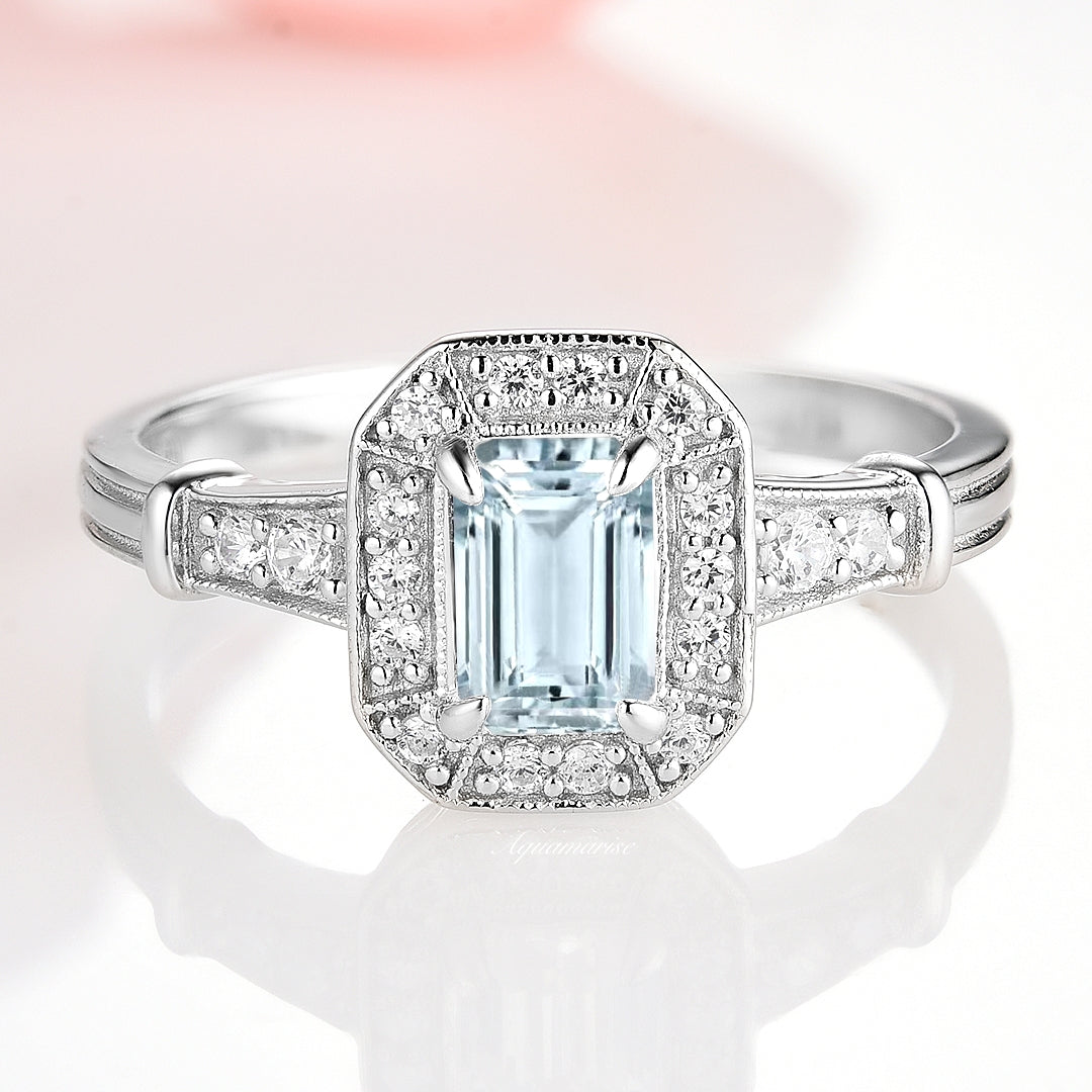 Cynthia Aquamarine Ring for Women - Sterling Silver 925 Elegant Birthstone Jewelry - Perfect for Birthday, Anniversary & Everyday Wear