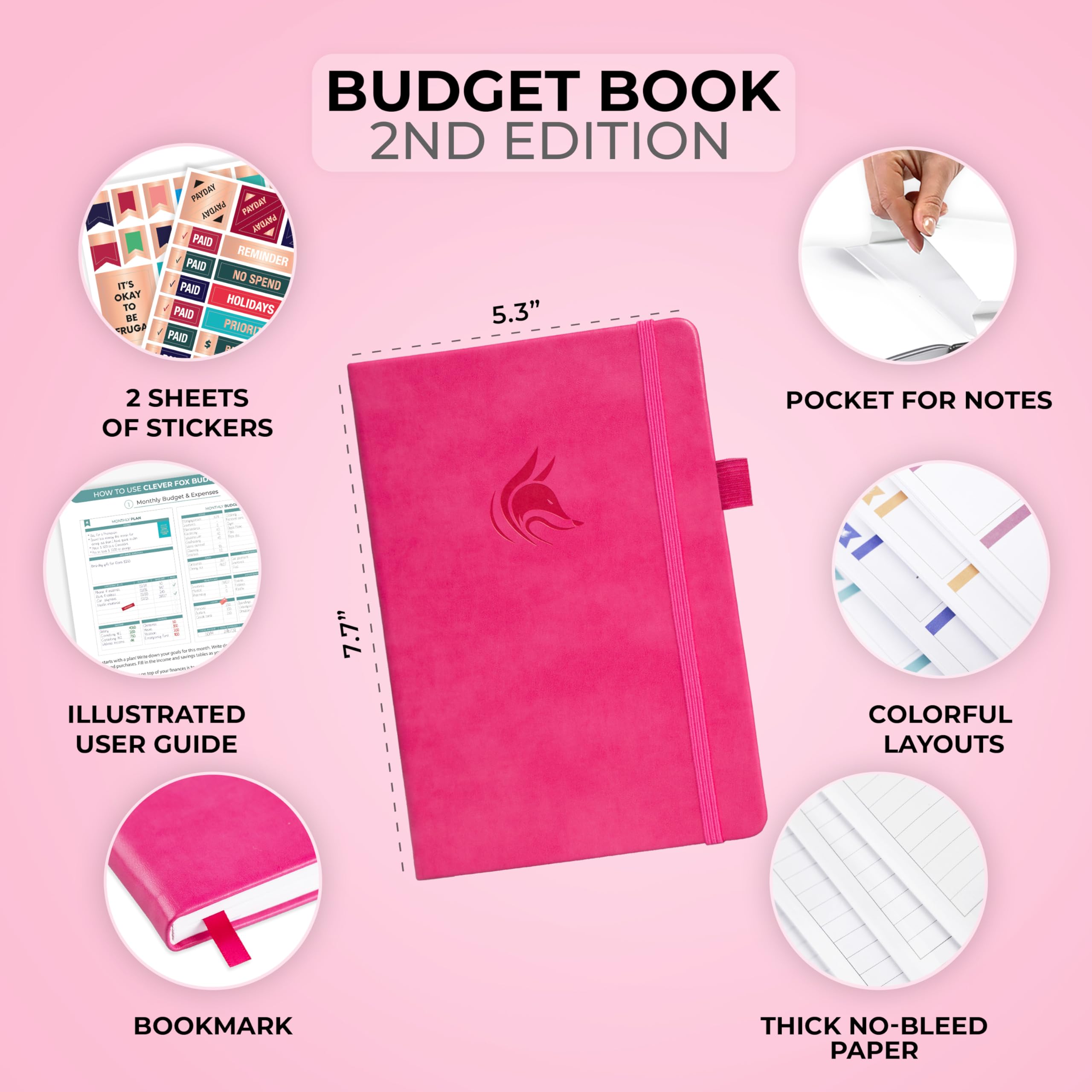 Clever Fox Budget Planner 2.0 - Finance Notebook for Beginners with Expense Tracker (Hot Pink) - Perfect for Personal Money Management
