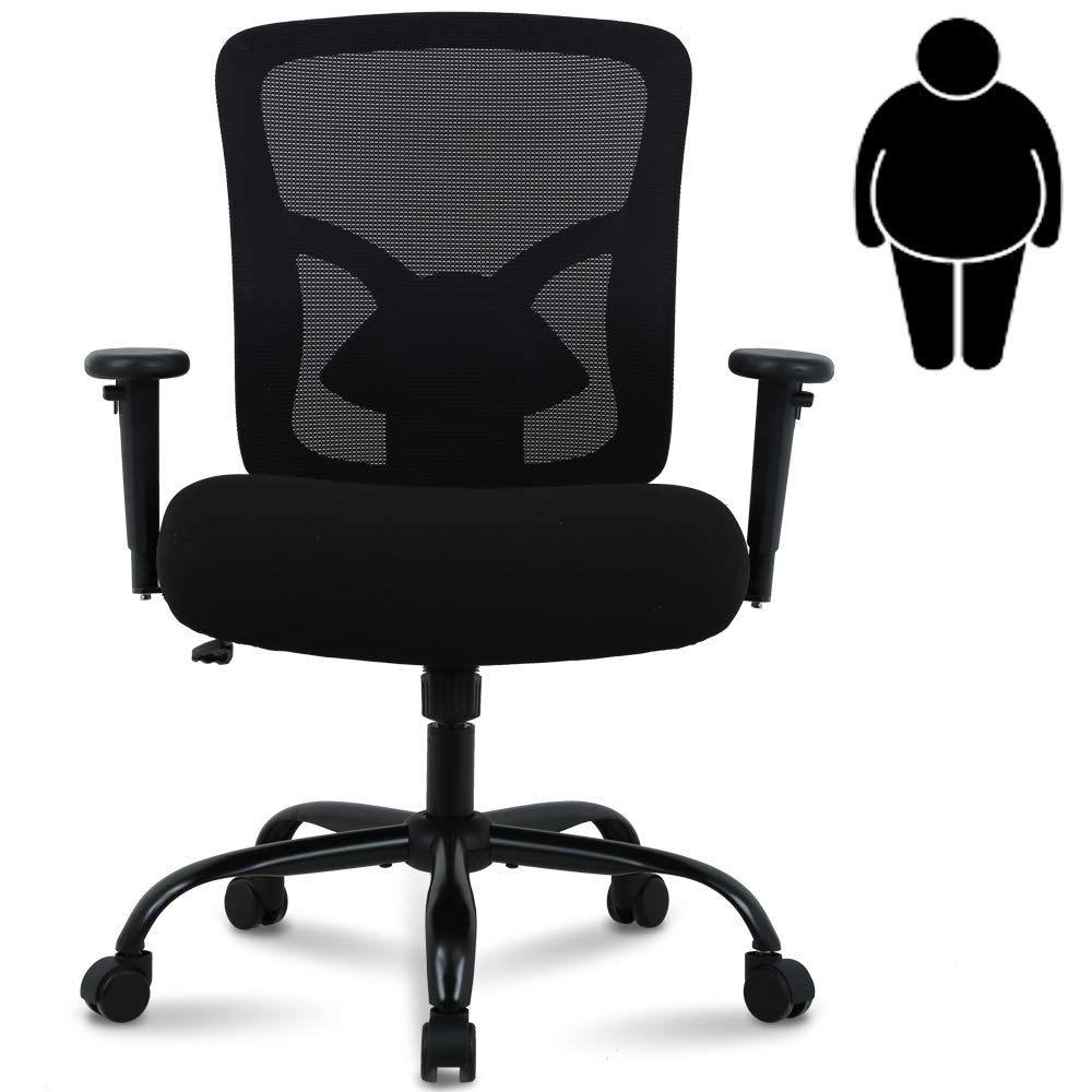Big and Tall Office Chair Heavy Duty Computer Chair 400LBS Capacity - Ergonomic High Back Mesh Chair with Lumbar Support & Rolling Swivel - Perfect for Home Office, Gaming, and Workspace (Black)