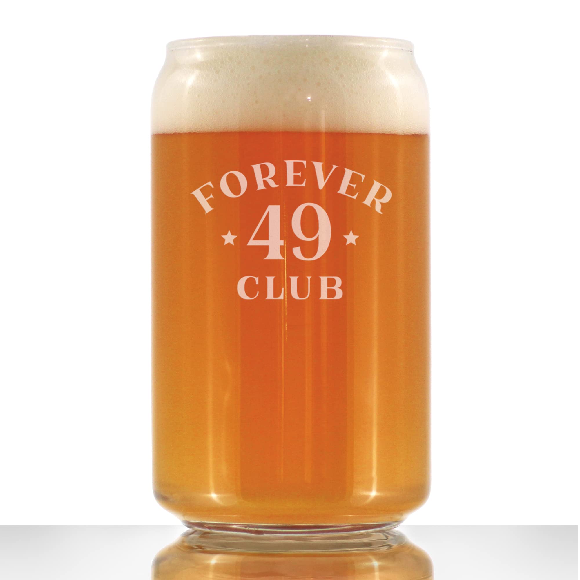 Forever 49 Club - 16oz Beer Can Pint Glass - Funny 50th Birthday Gifts for Men & Women - Novelty Birthday Party Decorations - Perfect for 50th Birthday Celebrations, Retirement Parties & Humorous Gag Gifts