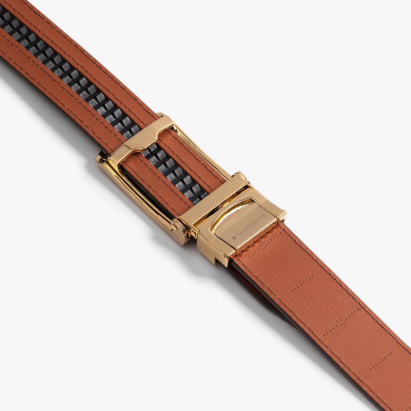 Premium Cognac Full Grain Leather Belt for Men - Genuine Leather Dress Belt with Classic Buckle - Perfect for Business, Casual & Formal Wear